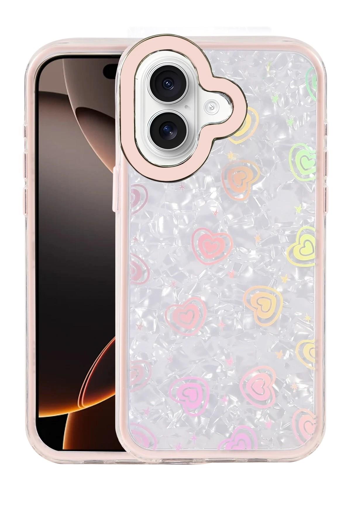 Mey İthalat®   iPhone 16 Lumi Desenli Kapak - Pembe