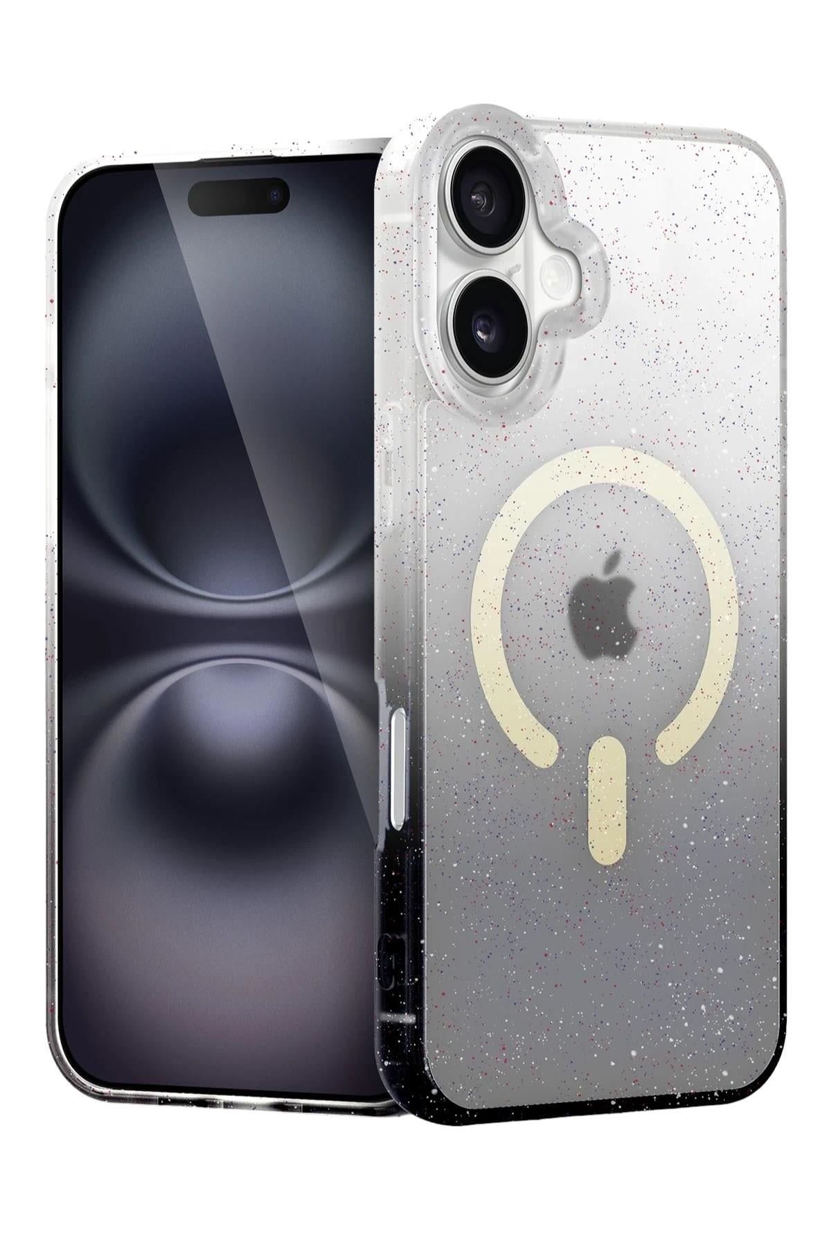 Mey İthalat®   iPhone 16 Plus Pummel Shiny Magsafe Kapak - Siyah