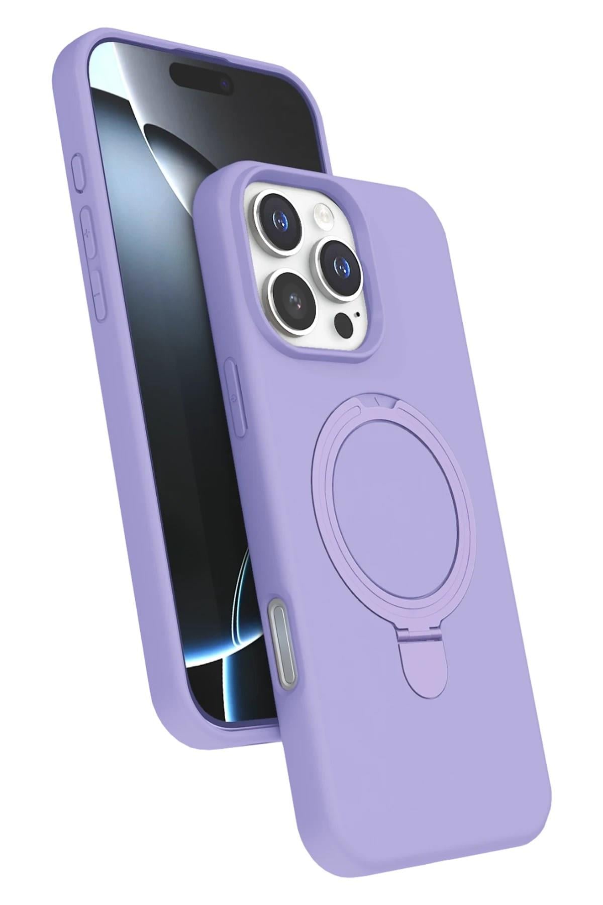 Mey İthalat®   iPhone 16 Pro Max Regal Magsafe Standlı Kapak - Lila