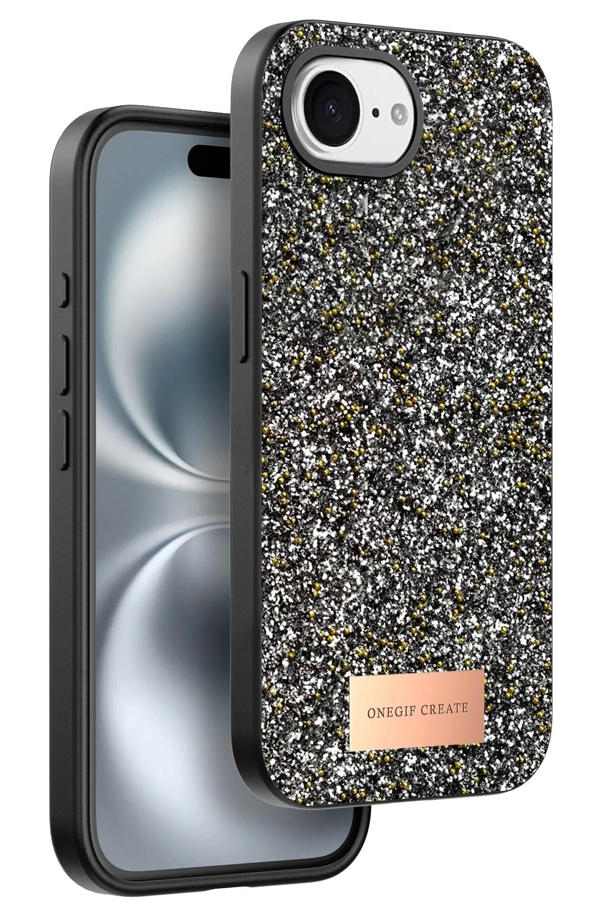 Mey İthalat®   iPhone 16E Bright Simli Kapak - Gümüş