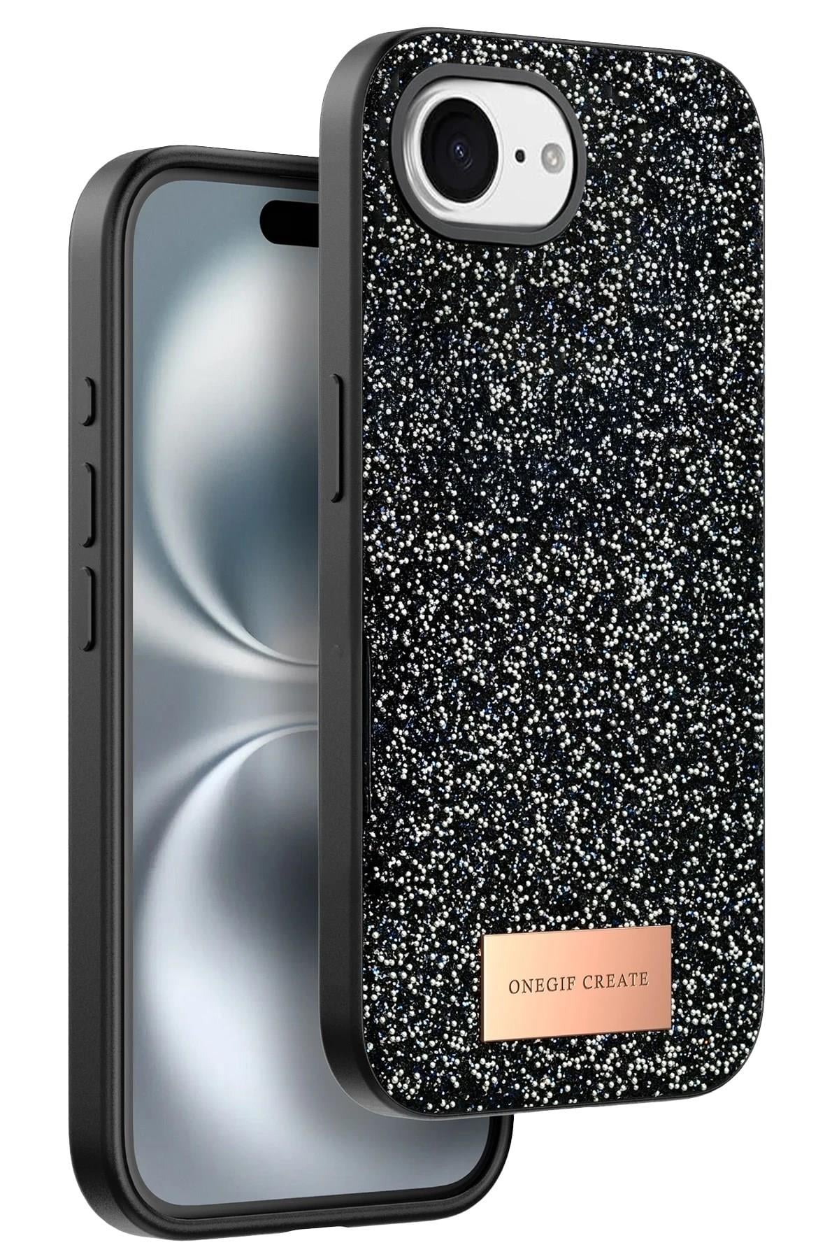 Mey İthalat®   iPhone 16E Bright Simli Kapak - Siyah