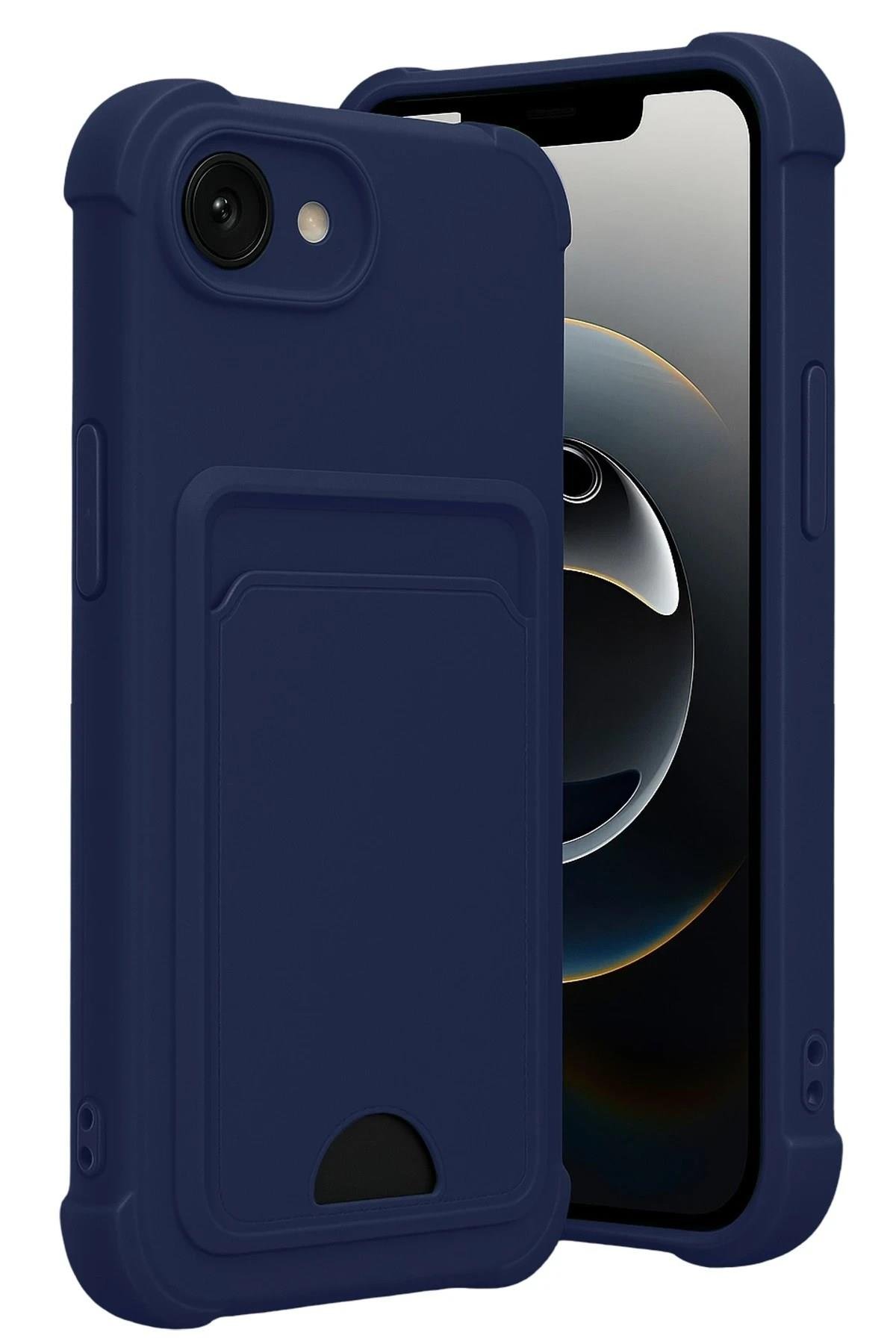Mey İthalat®   iPhone 16E Kelvin Kartvizitli Silikon - Lacivert