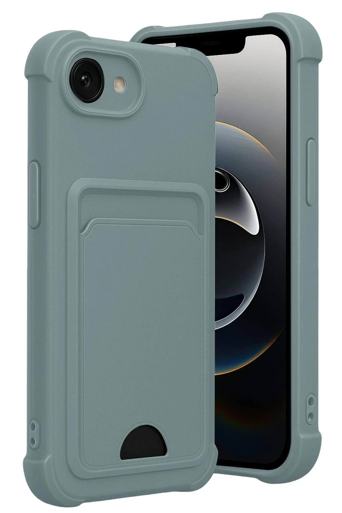 Mey İthalat®   iPhone 16E Kelvin Kartvizitli Silikon - Açık Yeşil