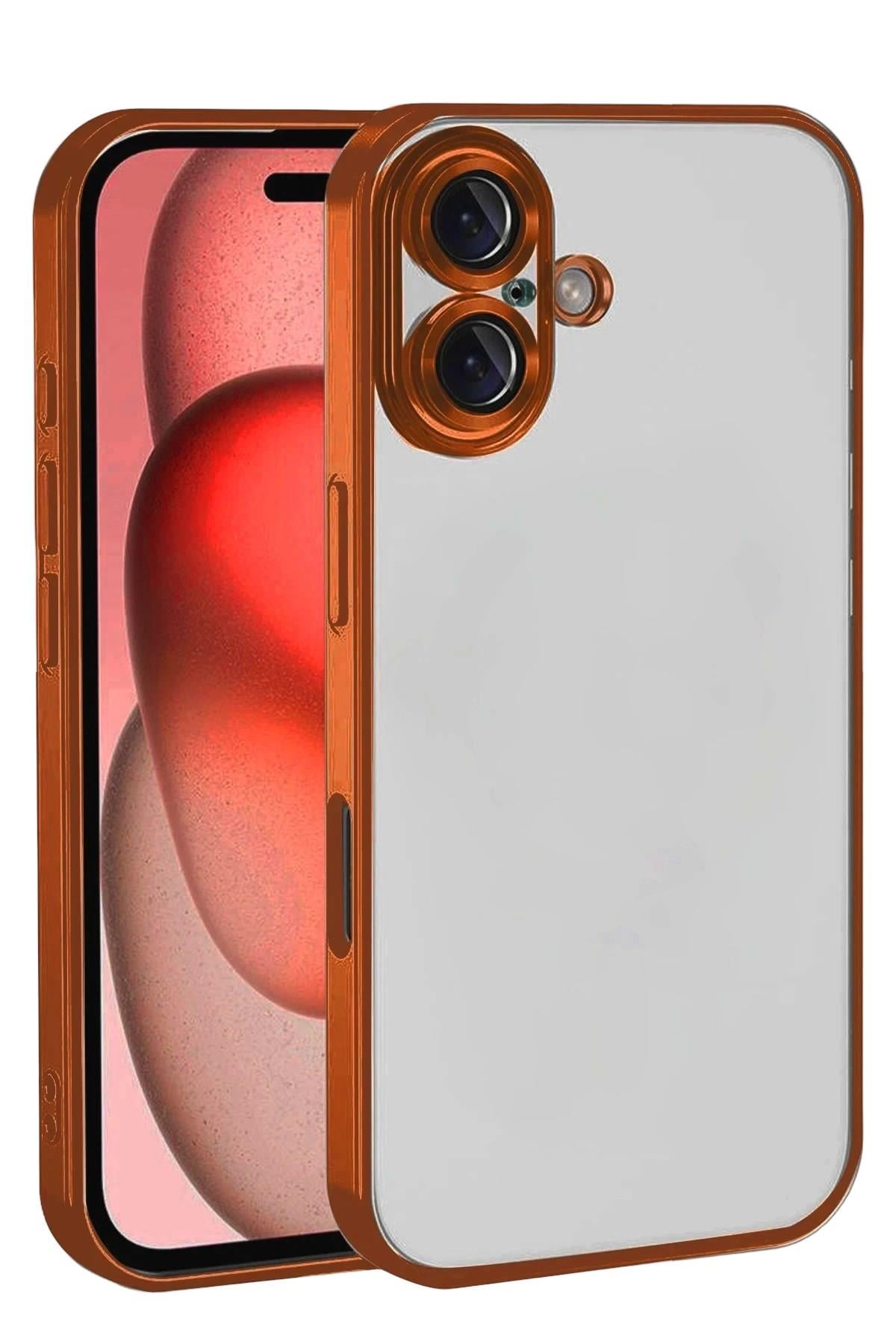 Mey İthalat®   iPhone 17  Lensli Silikon - Turuncu