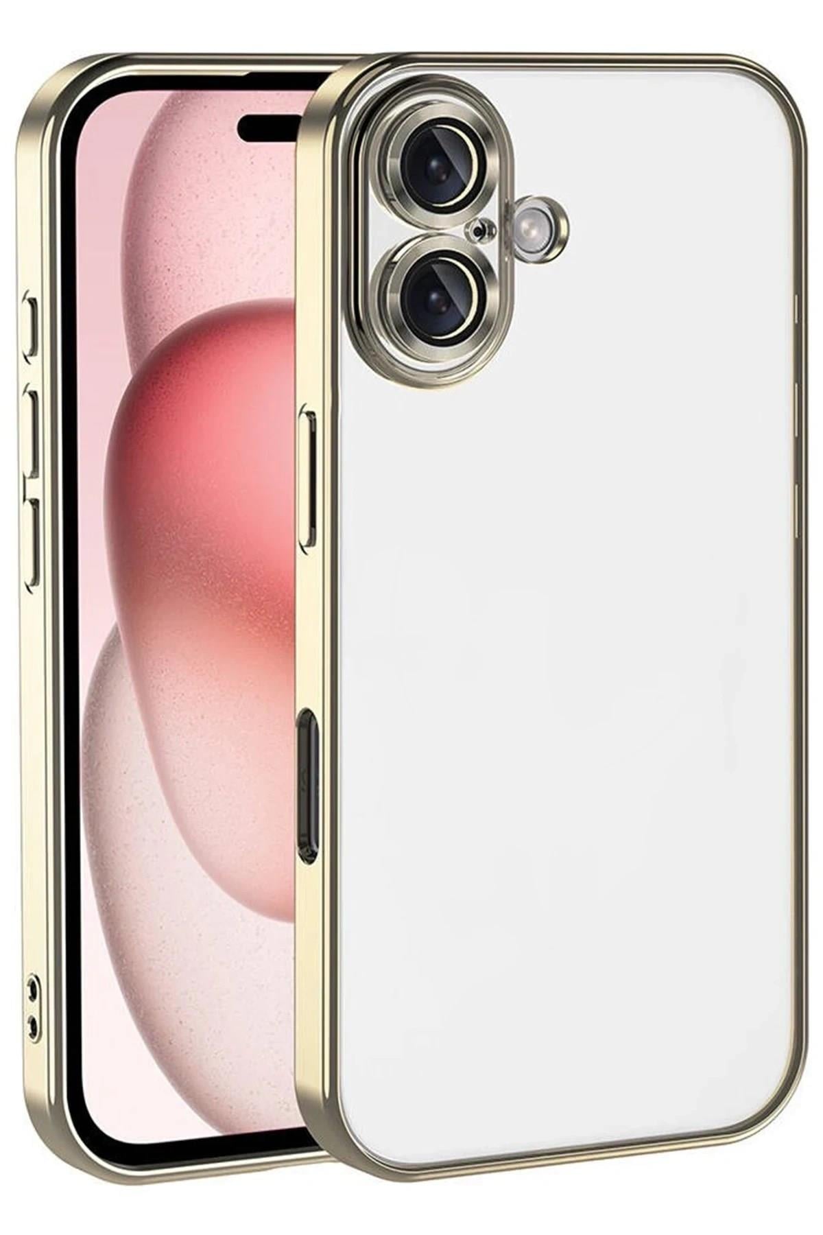 Mey İthalat®   iPhone 17  Lensli Silikon - Gold