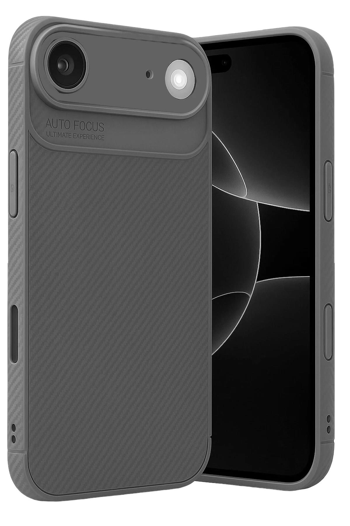 Mey İthalat®   iPhone 17 Air Auto Focus Karbon Kapak - Gri