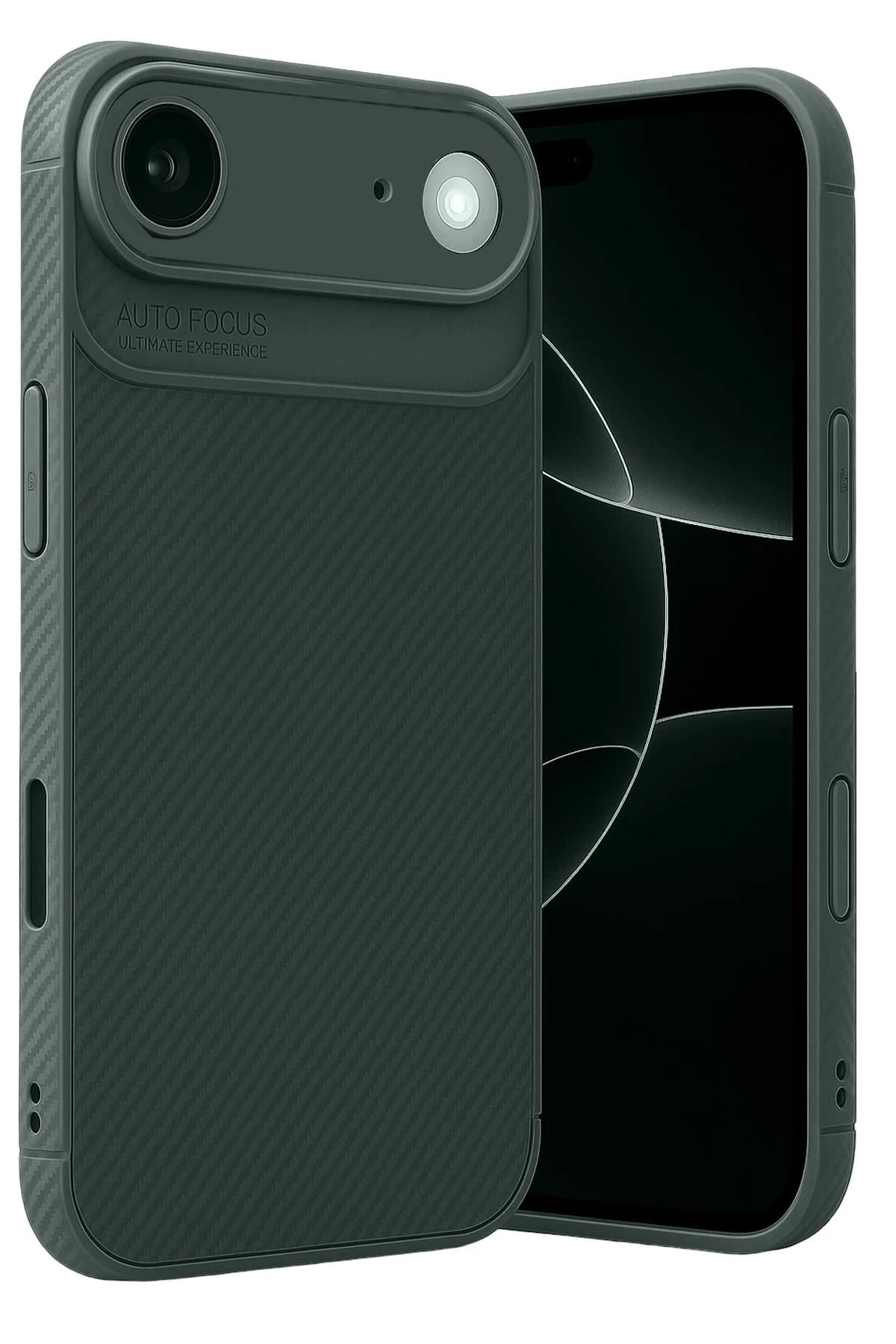 Mey İthalat®   iPhone 17 Air Auto Focus Karbon Kapak - Koyu Yeşil