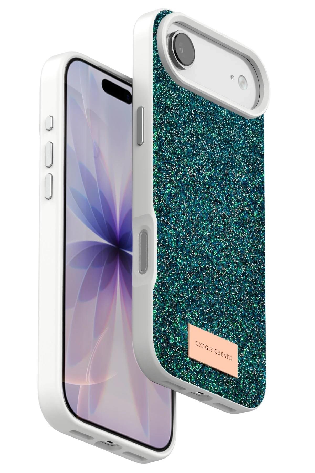 Mey İthalat®   iPhone 17 Air Bright Simli Kapak - Koyu Yeşil