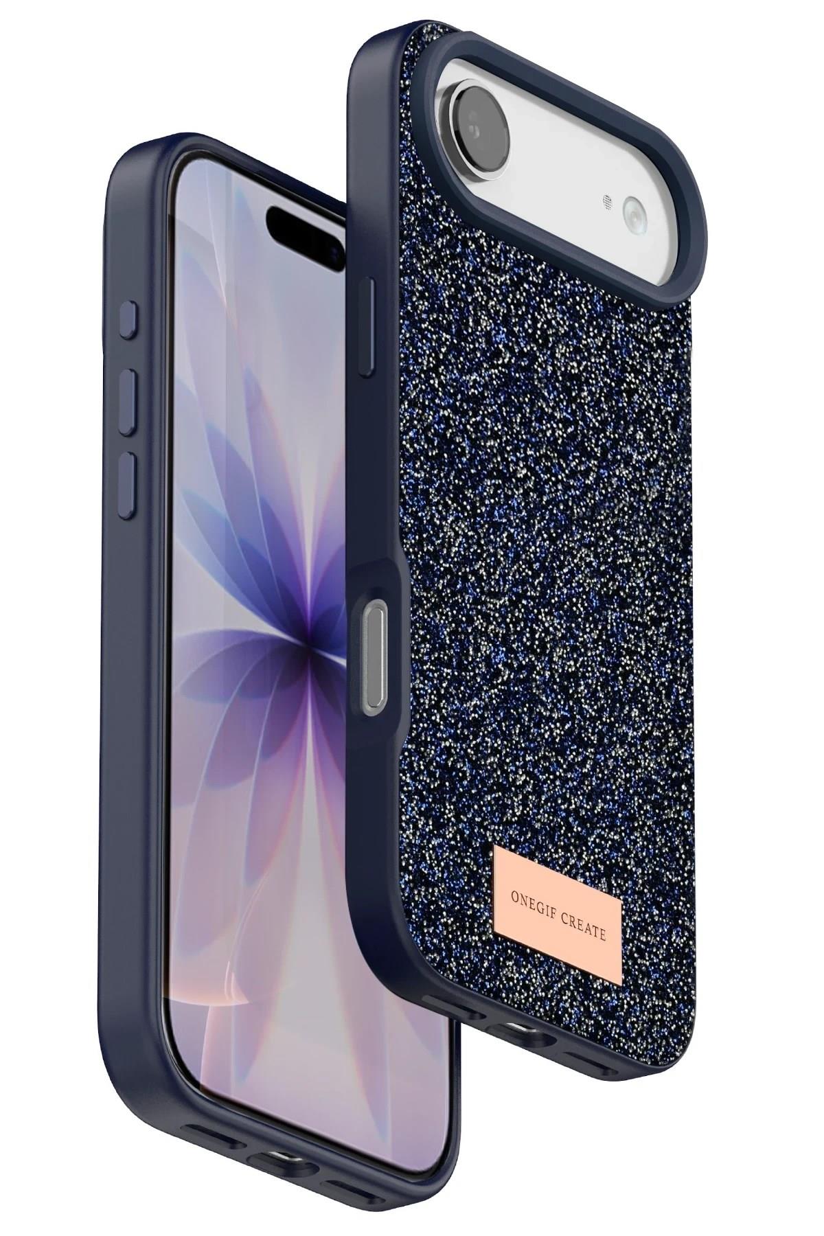 Mey İthalat®   iPhone 17 Air Bright Simli Kapak - Mavi