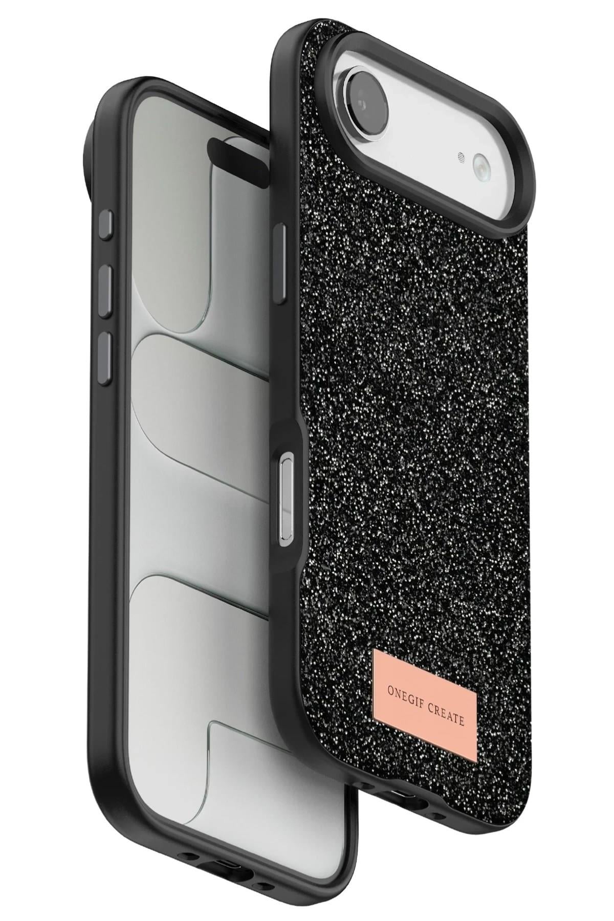 Mey İthalat®   iPhone 17 Air Bright Simli Kapak - Siyah