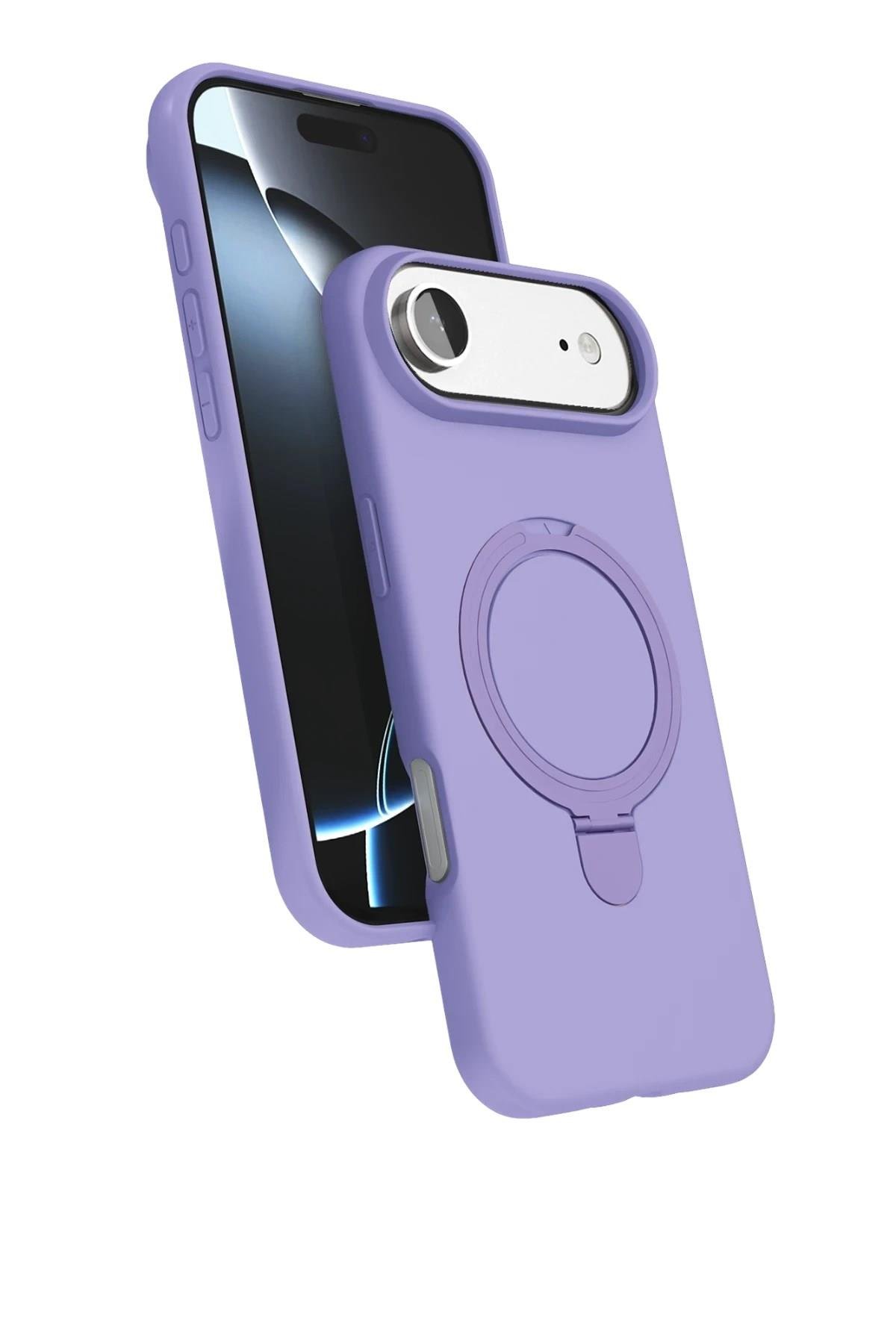 Mey İthalat®   iPhone 17 Air Regal Magsafe Standlı Kapak - Lila