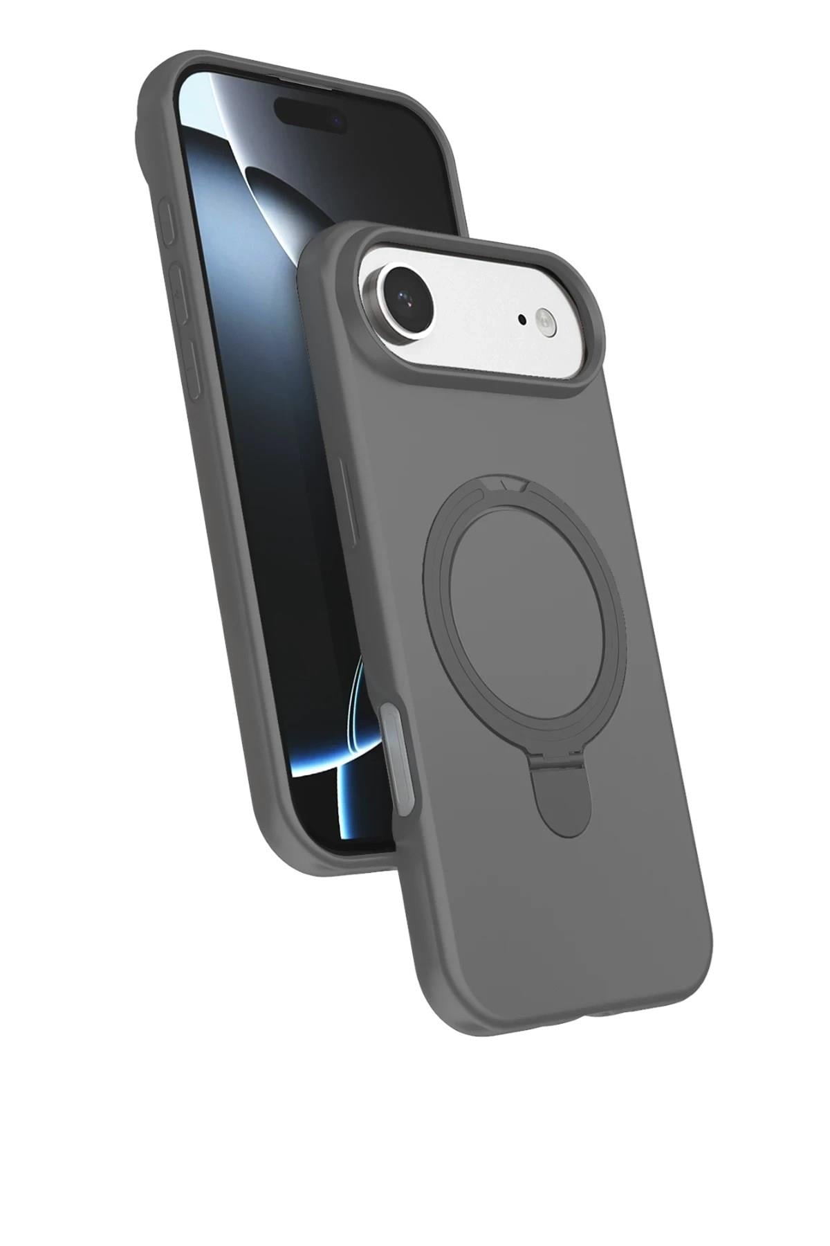 Mey İthalat®   iPhone 17 Air Regal Magsafe Standlı Kapak - Titan Gri