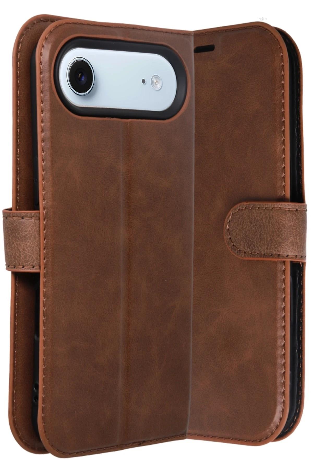 Mey İthalat®   iPhone 17 Air Trend S Plus Kapaklı Kılıf - Taba