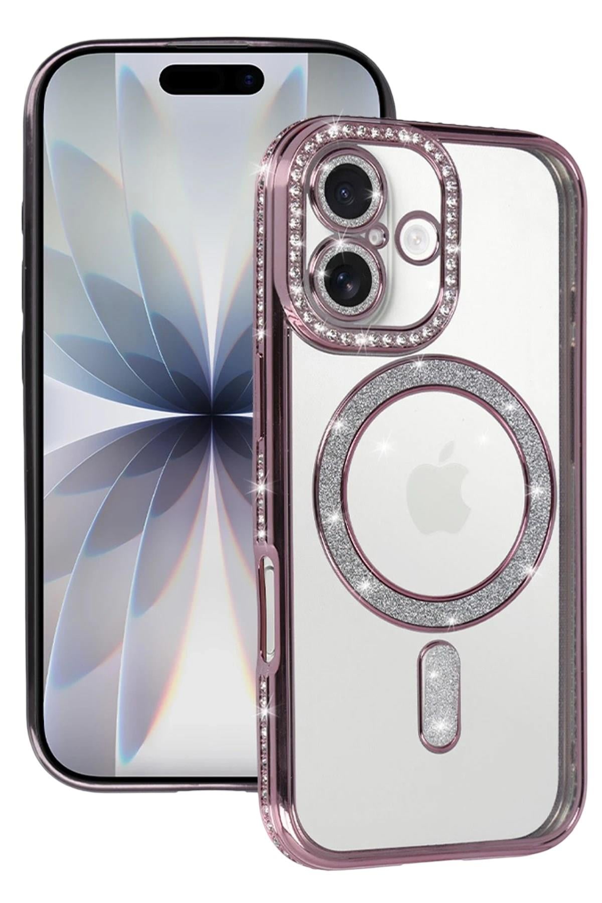 Mey İthalat®   iPhone 17 Joke Simli Magneticsafe Kılıf - Pembe