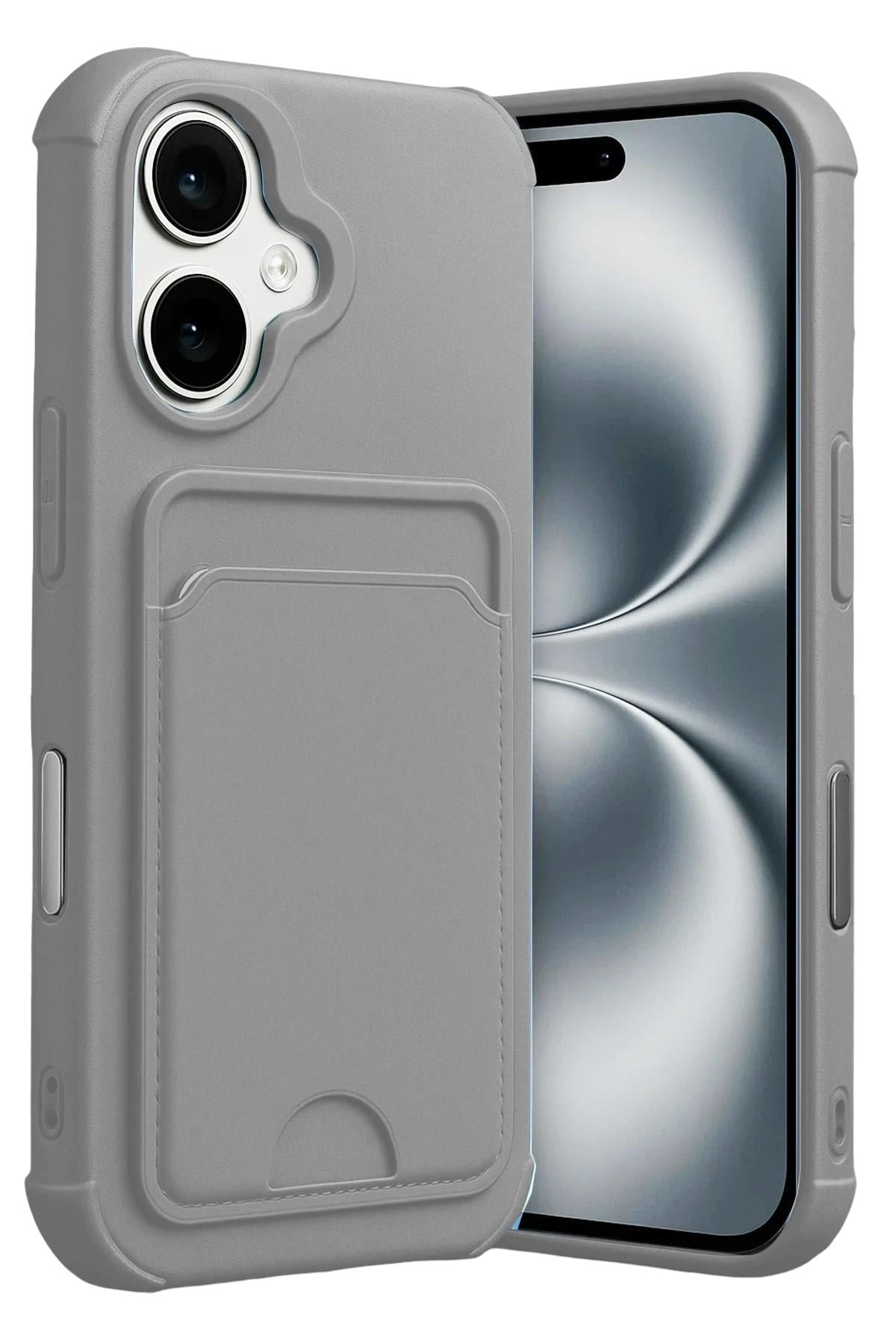 Mey İthalat®   iPhone 17 Kelvin Kartvizitli Silikon - Gri