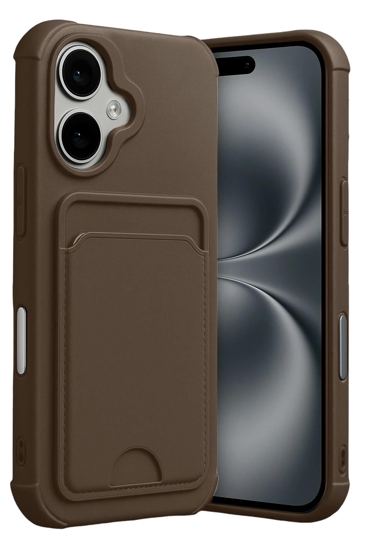 Mey İthalat®   iPhone 17 Kelvin Kartvizitli Silikon - Kahverengi