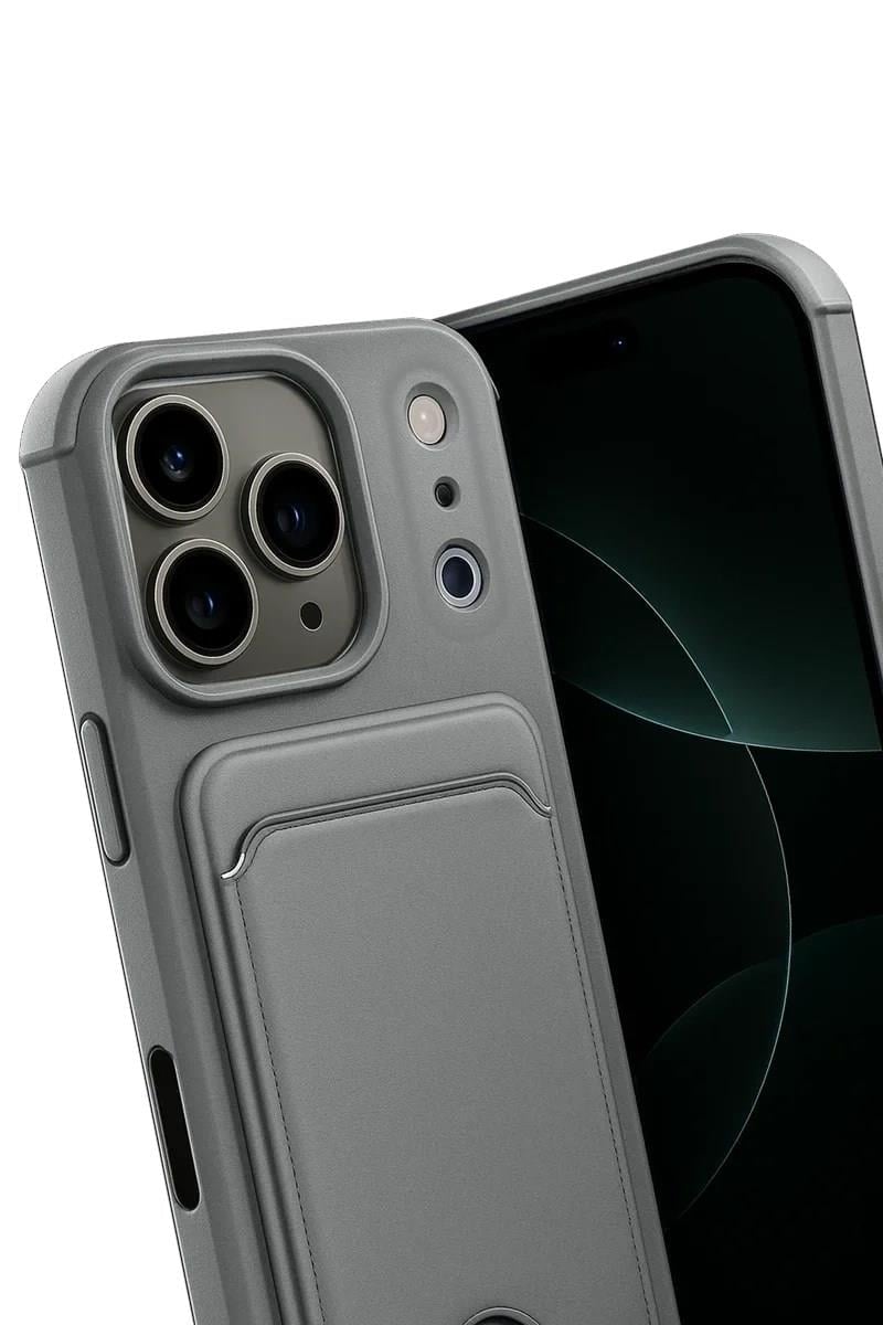 Mey İthalat®   iPhone 17 Pro Kelvin Kartvizitli Silikon - Gri
