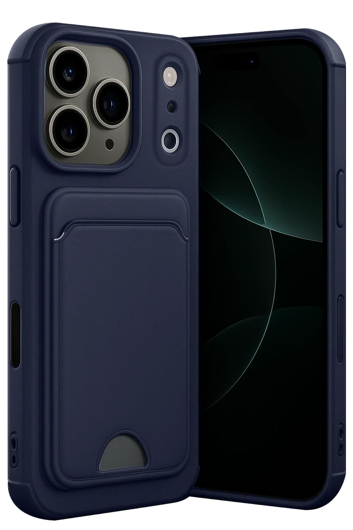 Mey İthalat®   iPhone 17 Pro Kelvin Kartvizitli Silikon - Lacivert