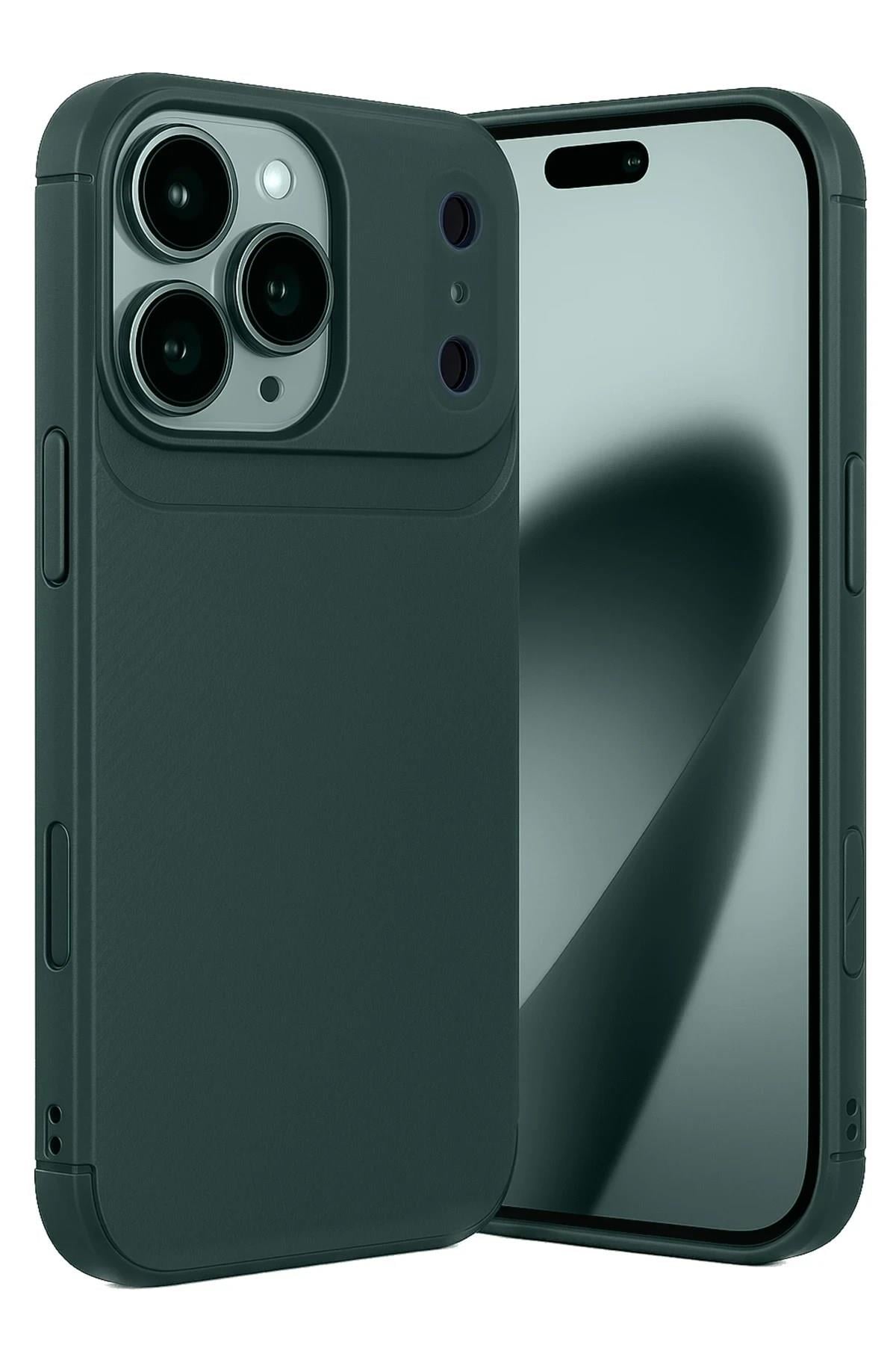 Mey İthalat®   iPhone 17 Pro Max Auto Focus Karbon Kapak - Koyu Yeşil