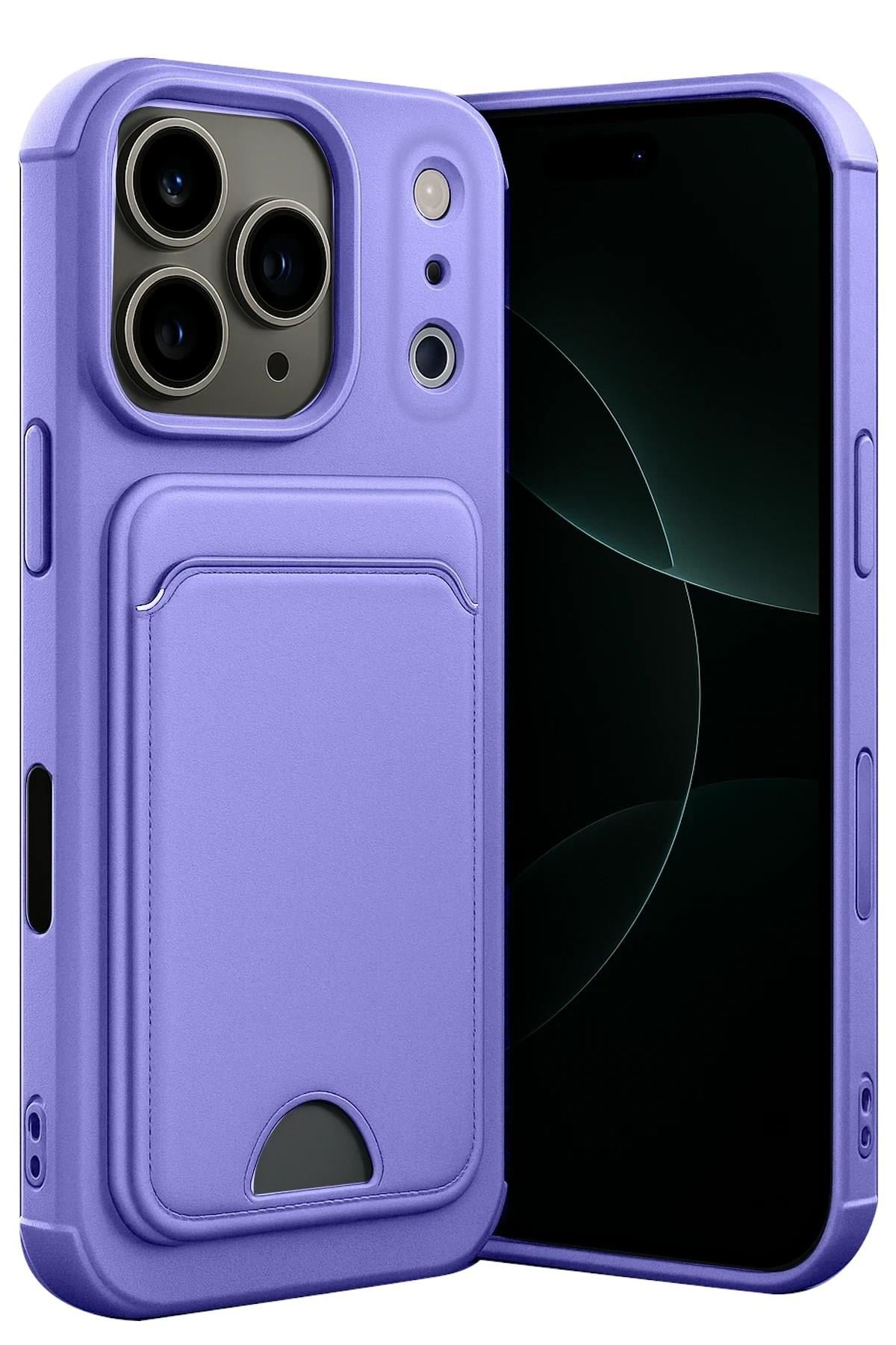Mey İthalat®   iPhone 17 Pro Max Kelvin Kartvizitli Silikon - Lila