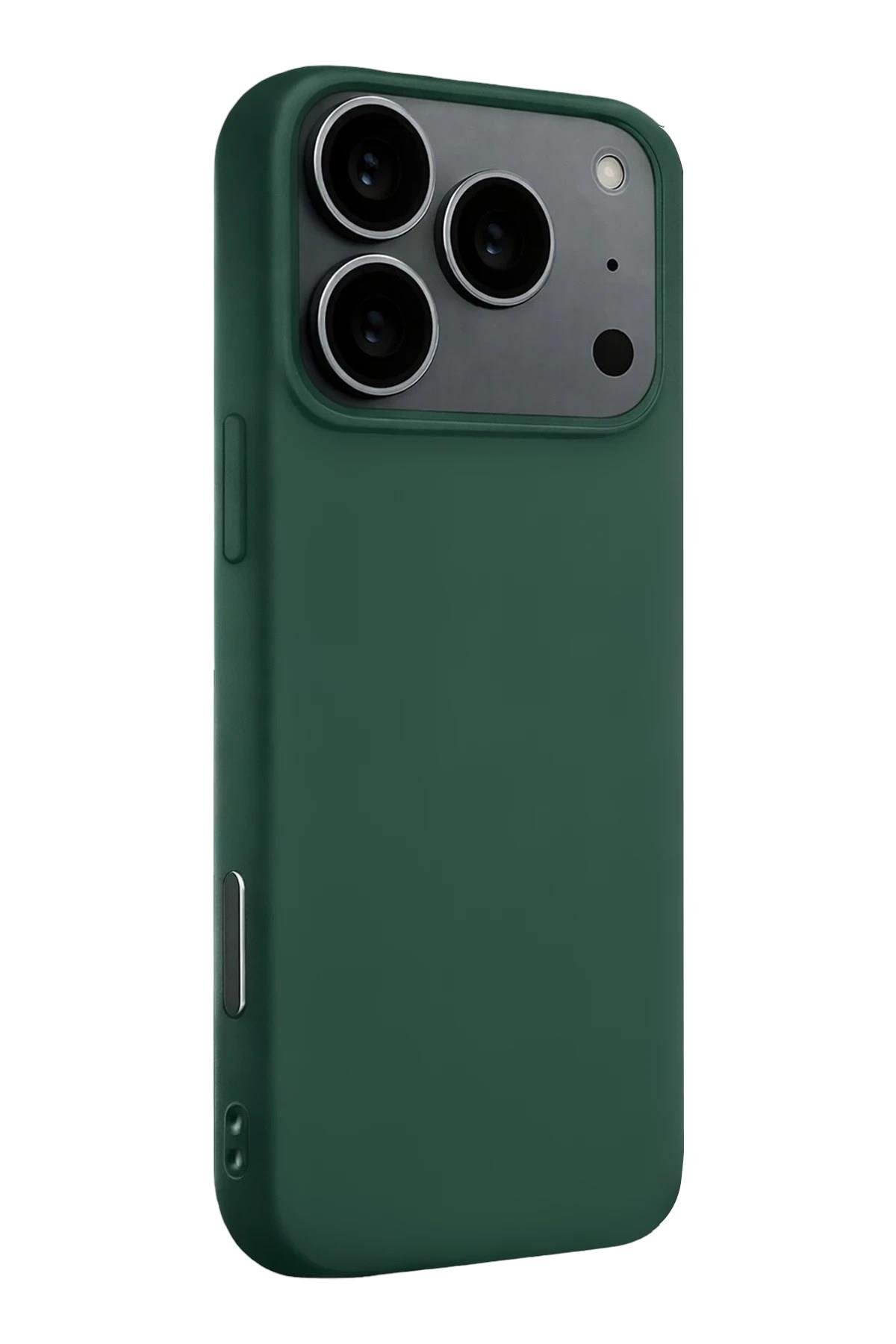 Mey İthalat®   iPhone 17 Pro Max Nano içi Kadife Silikon - Koyu Yeşil
