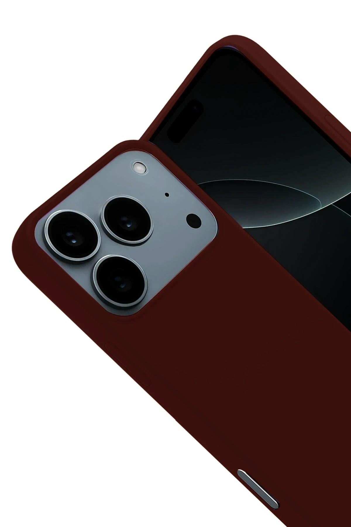 Mey İthalat®   iPhone 17 Pro Nano içi Kadife Silikon - Bordo