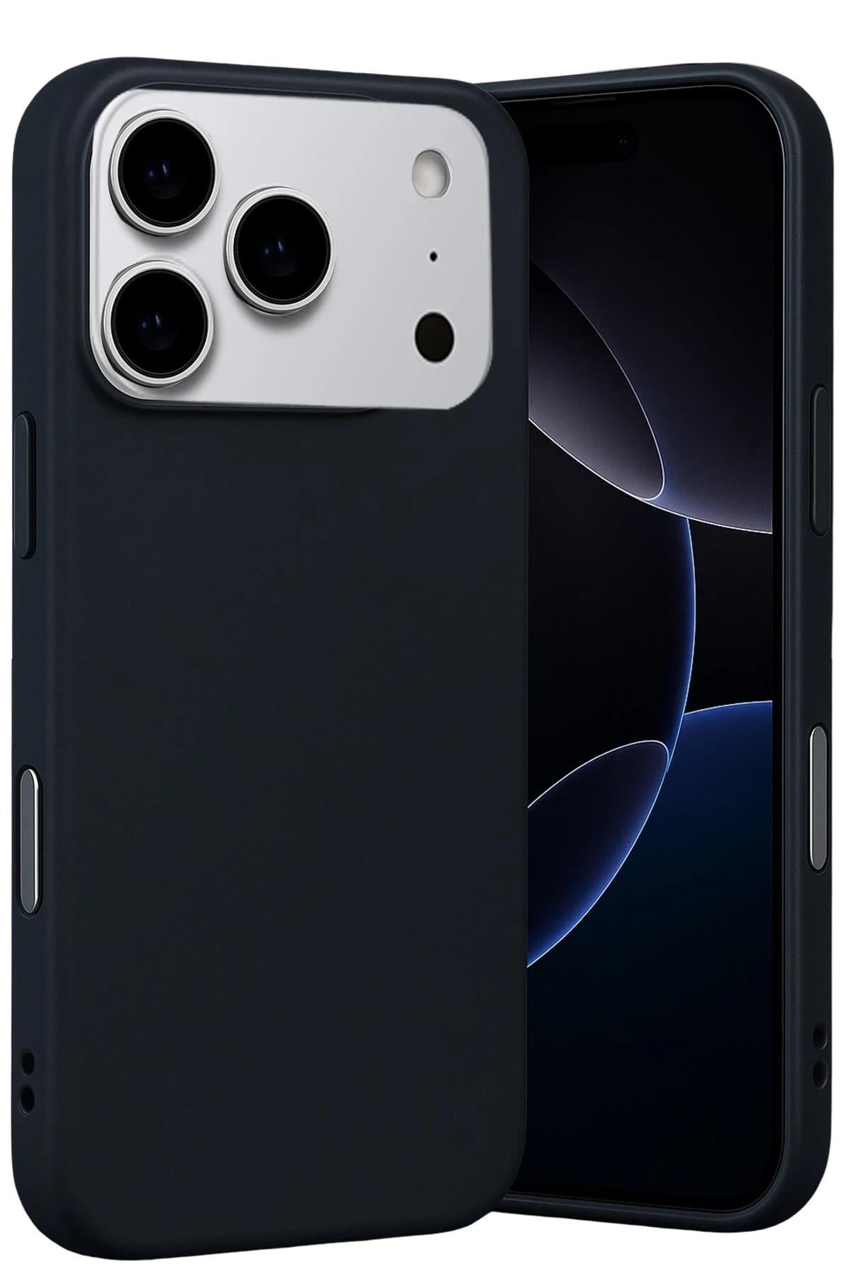 Mey İthalat®   iPhone 17 Pro Nano içi Kadife Silikon - Siyah
