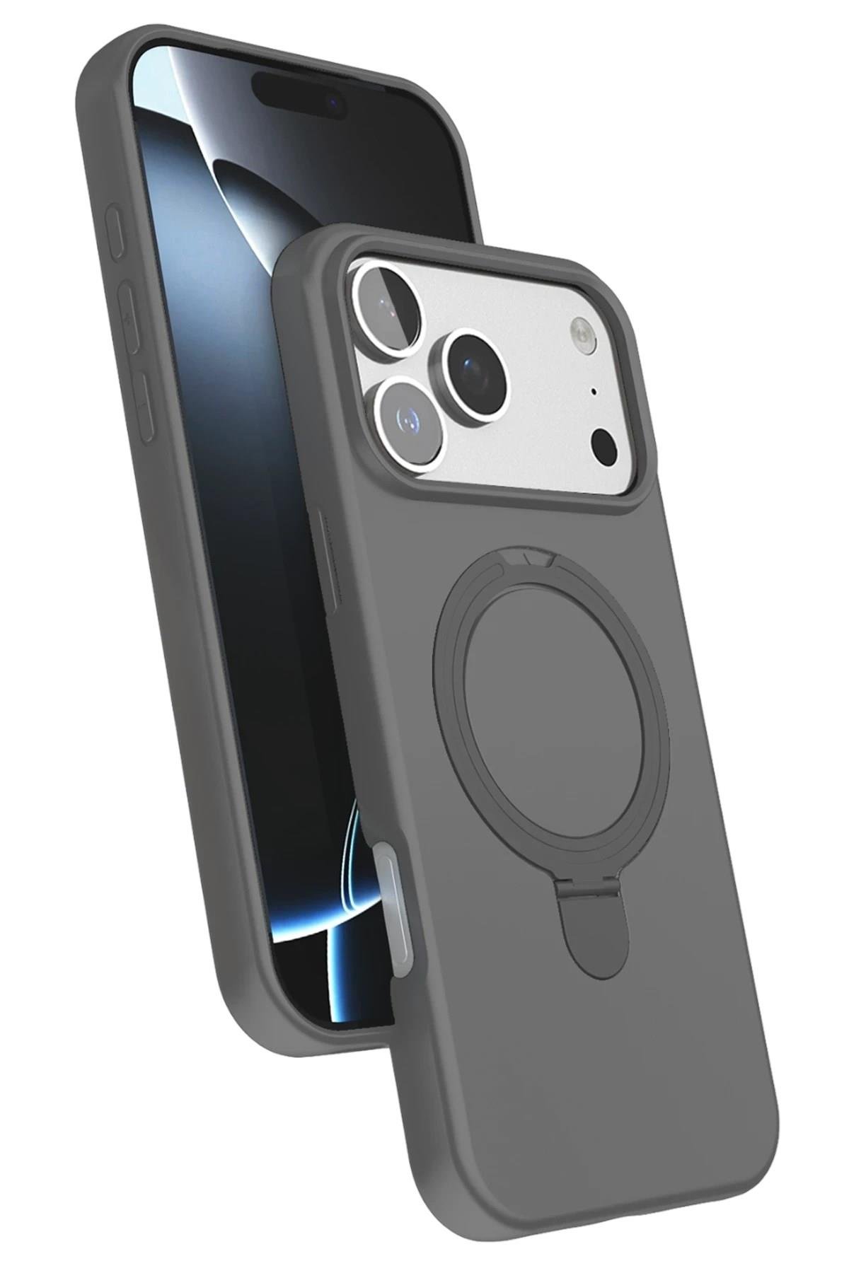 Mey İthalat®   iPhone 17 Pro Regal Magsafe Standlı Kapak - Titan Gri