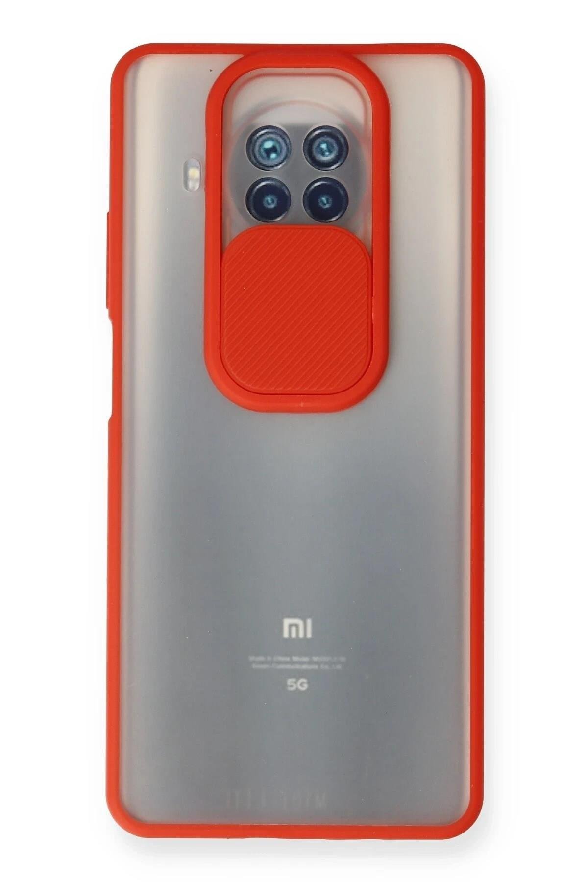 Mey İthalat®   Mi 10T Lite Kılıf Palm Buzlu Kamera Sürgülü Silikon - Kırmızı