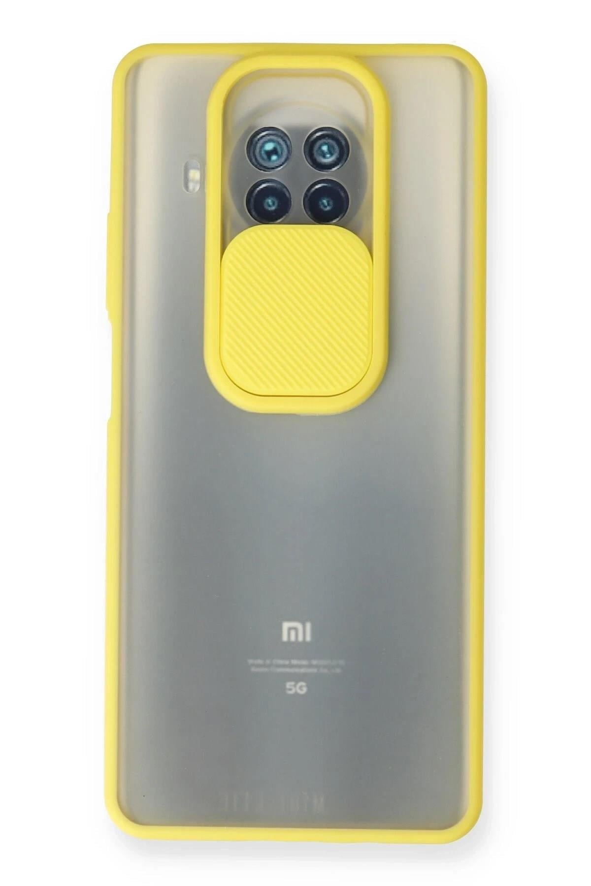 Mey İthalat®   Mi 10T Lite Kılıf Palm Buzlu Kamera Sürgülü Silikon - Sarı