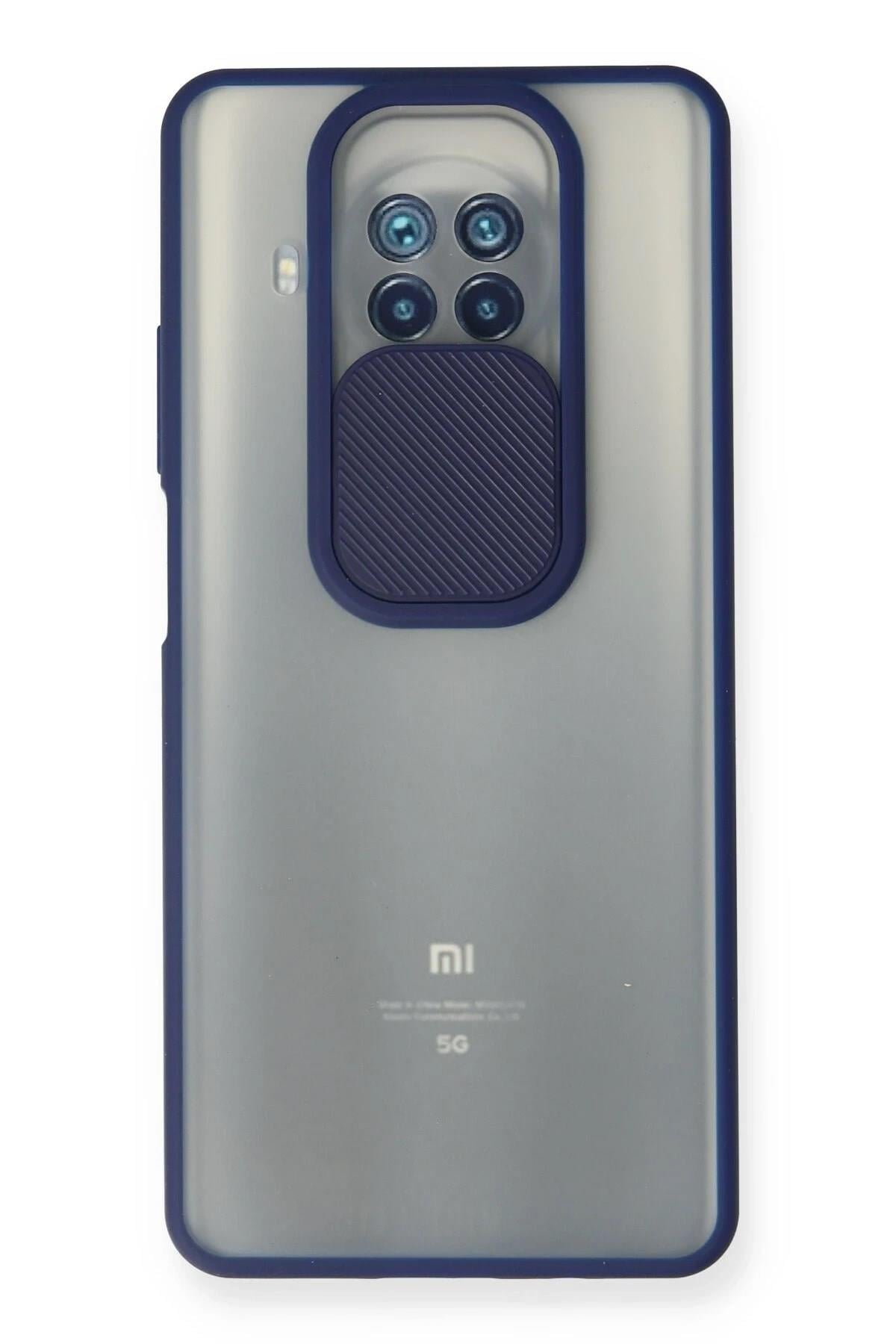Mey İthalat®   Mi 10T Lite Kılıf Palm Buzlu Kamera Sürgülü Silikon - Lacivert