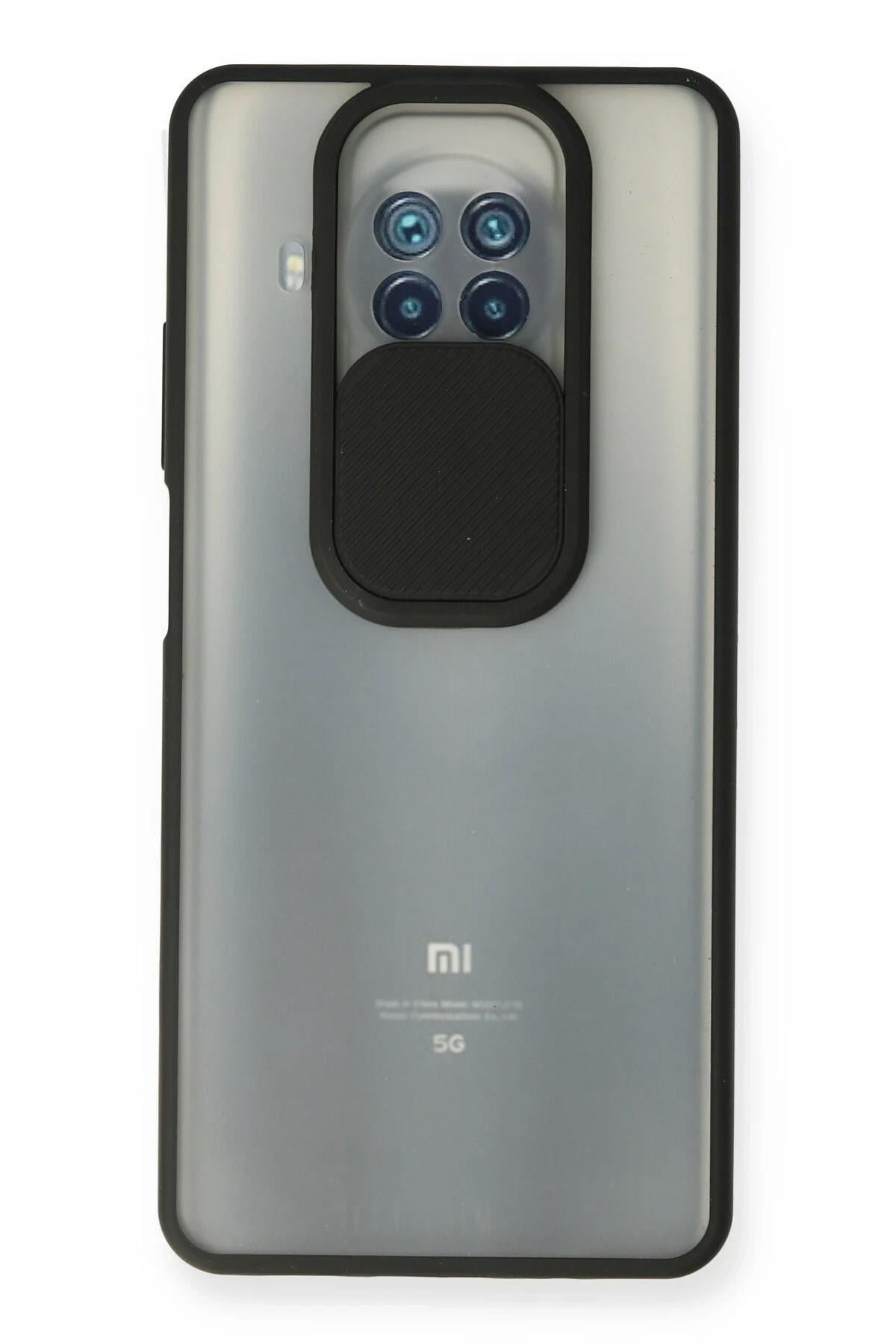 Mey İthalat®   Mi 10T Lite Kılıf Palm Buzlu Kamera Sürgülü Silikon - Siyah