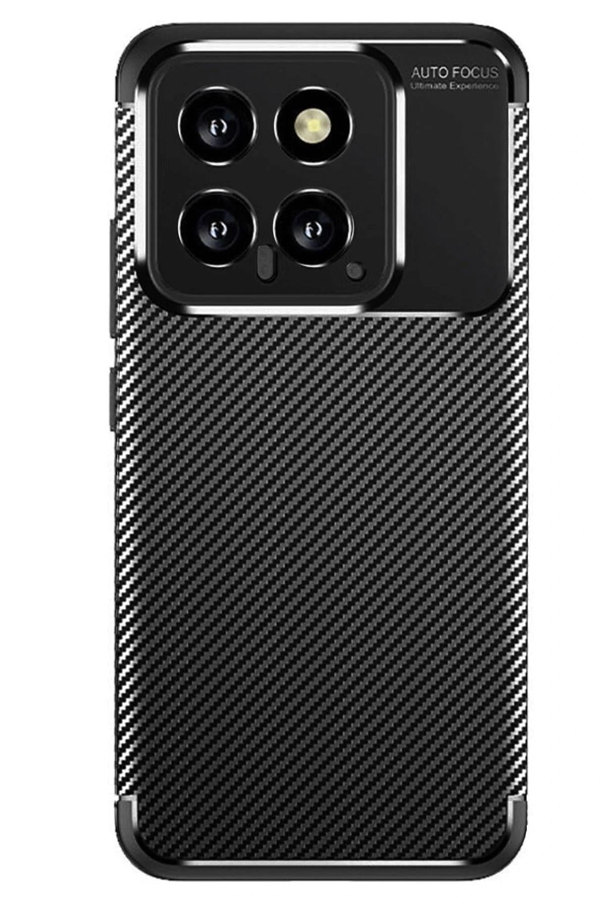 Mey İthalat®   Mi 14T Kılıf Auto Focus Karbon Kapak - Siyah
