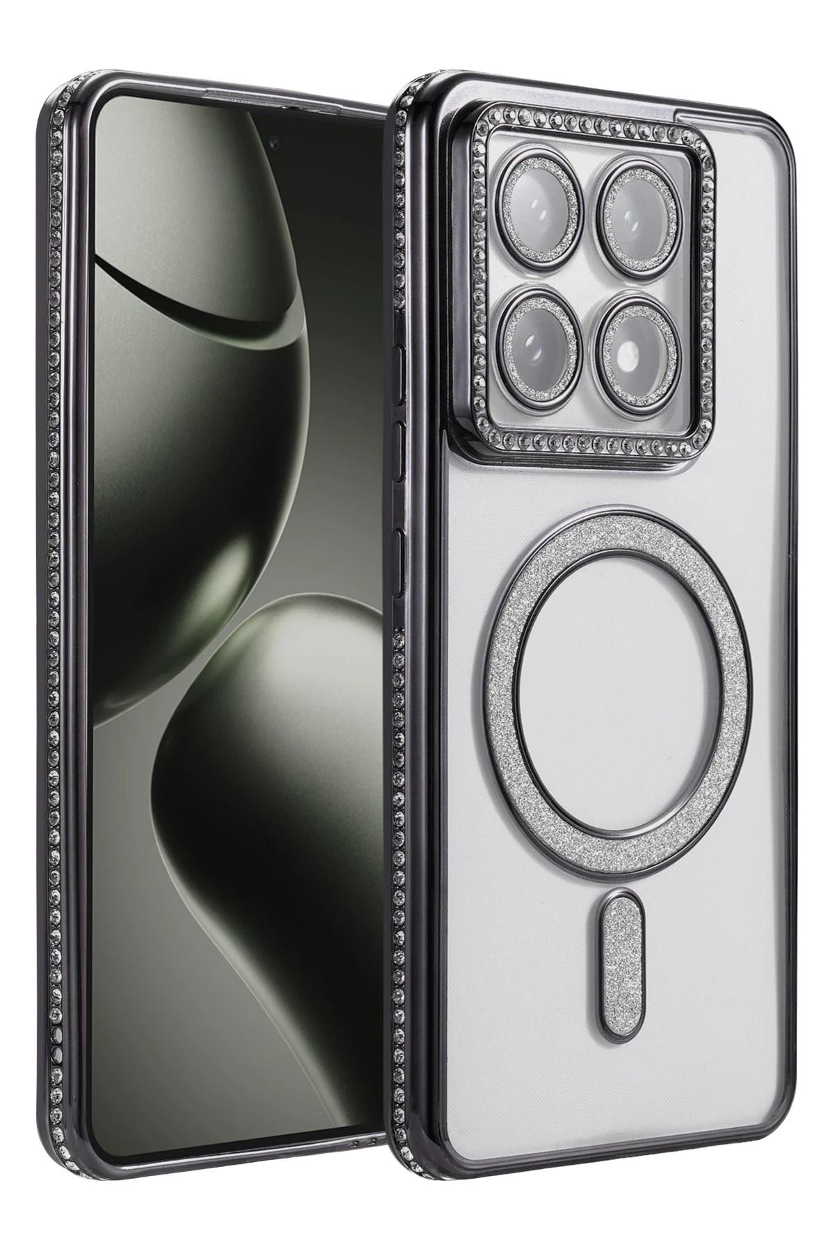 Mey İthalat®   Mi 14T Pro Joke Simli Magneticsafe Kılıf - Siyah
