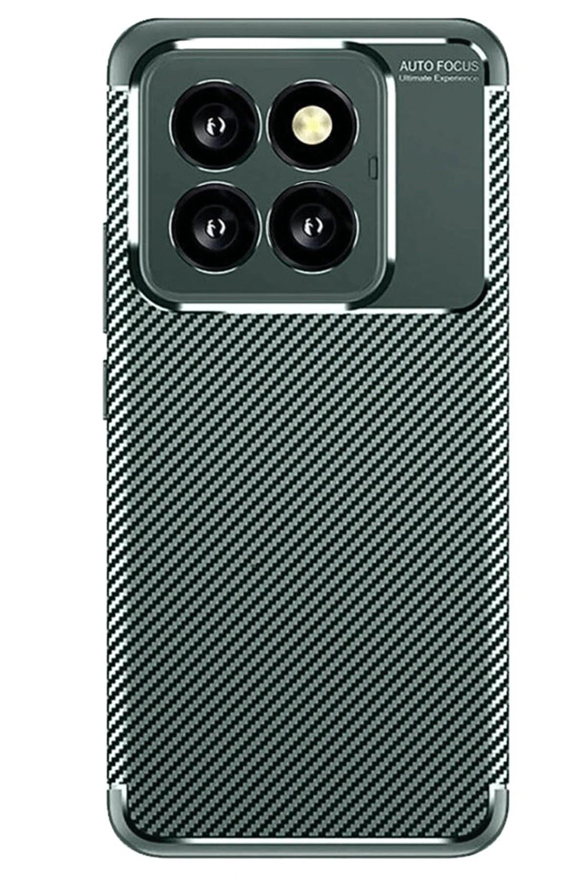 Mey İthalat®   Mi 14T Pro Kılıf Auto Focus Karbon Kapak - Koyu Yeşil