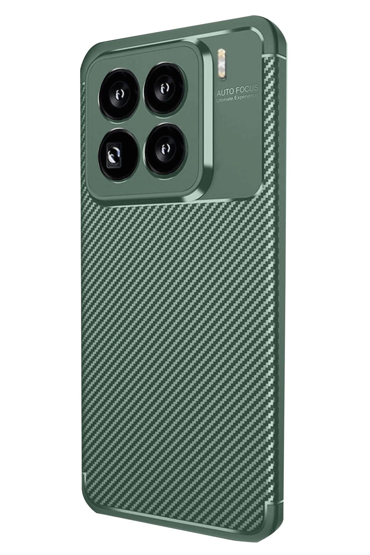 Mey İthalat®   Mi 15 Pro Kılıf Auto Focus Karbon Kapak - Koyu Yeşil