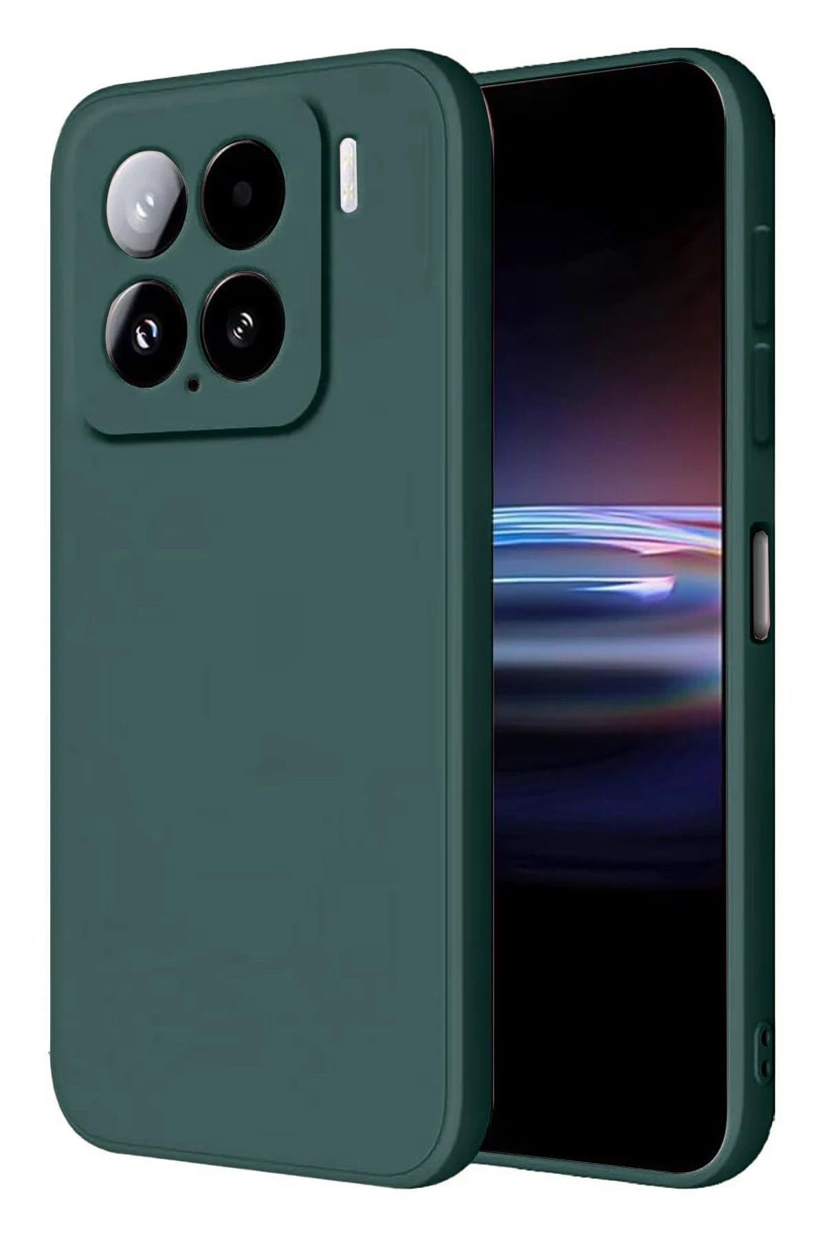 Mey İthalat®   Mi 15 Pro Kılıf Nano içi Kadife Silikon - Koyu Yeşil