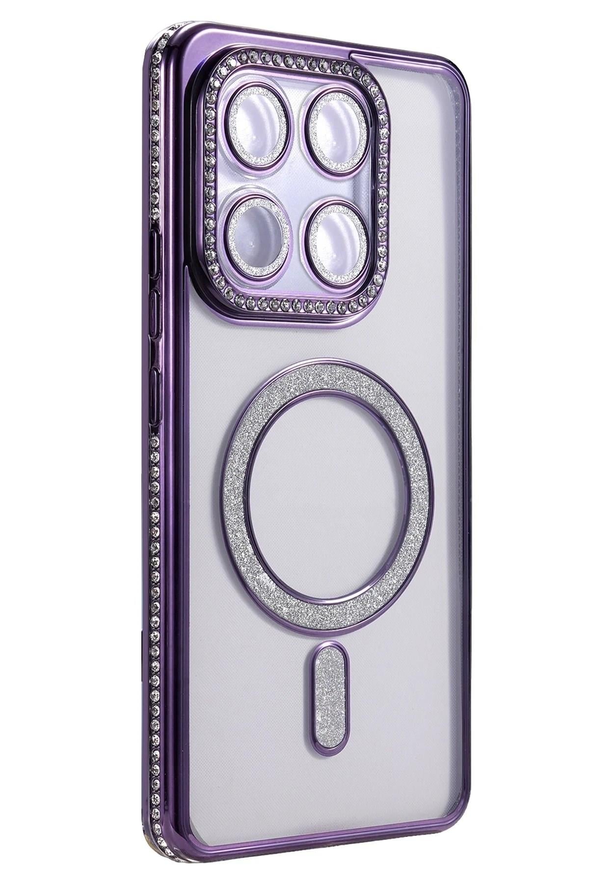Mey İthalat®   Mi 15T Pro Joke Simli Magneticsafe Kılıf - Derin Mor