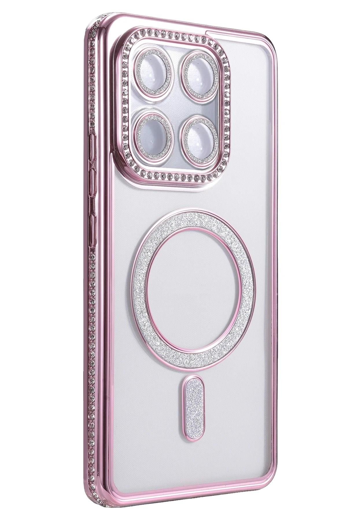 Mey İthalat®   Mi 15T Pro Joke Simli Magneticsafe Kılıf - Pembe