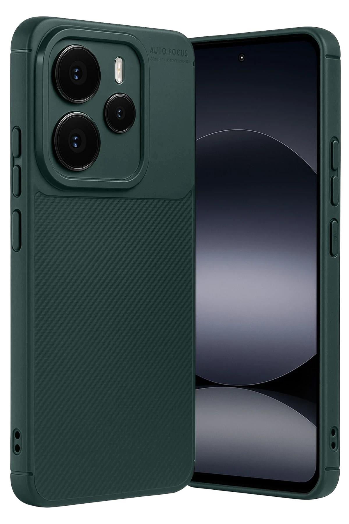 Mey İthalat®   Note 14 5G Auto Focus Karbon Kapak - Koyu Yeşil