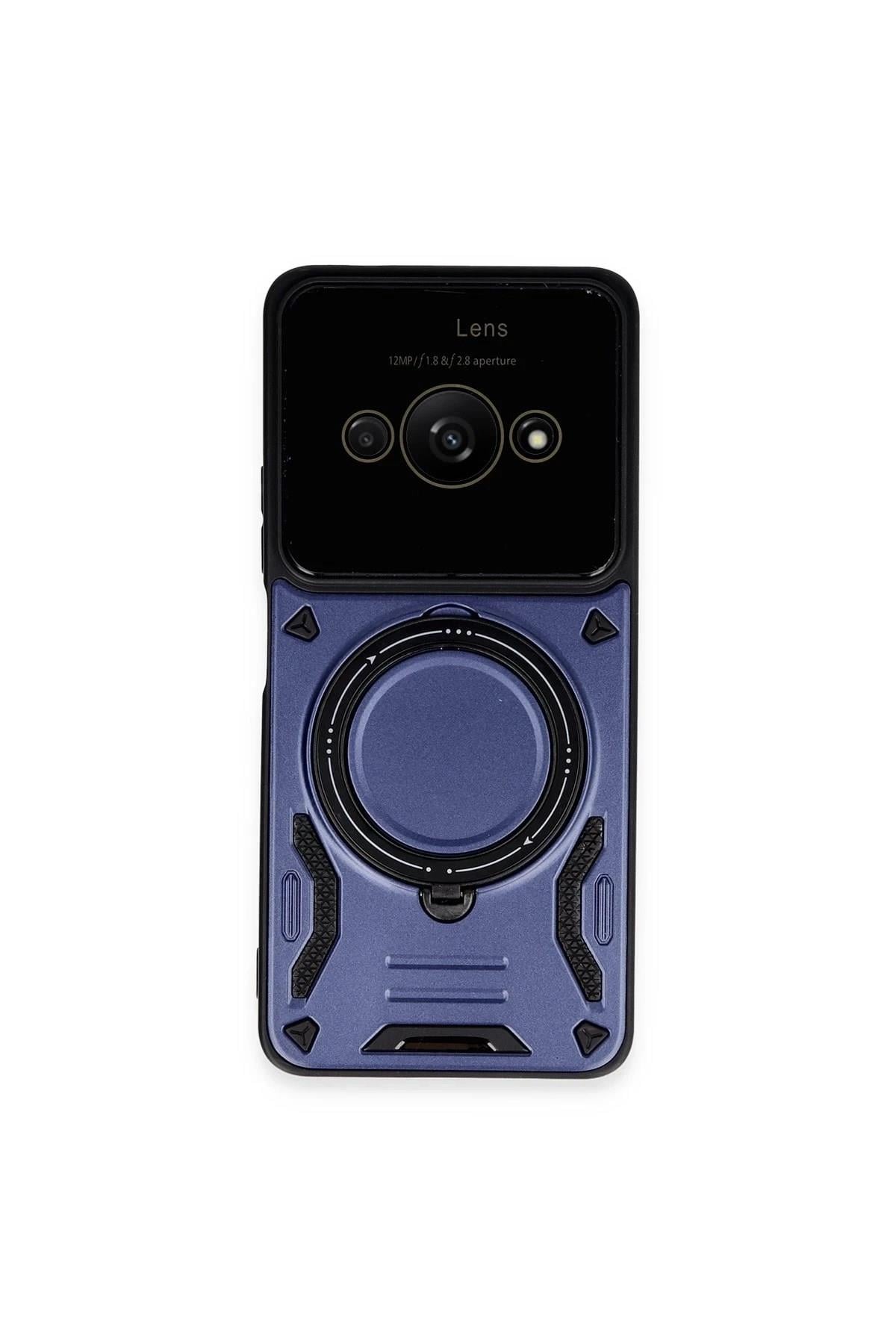 Mey İthalat®   Poco C61 Kılıf Joy Lens Standlı Kapak - Lacivert