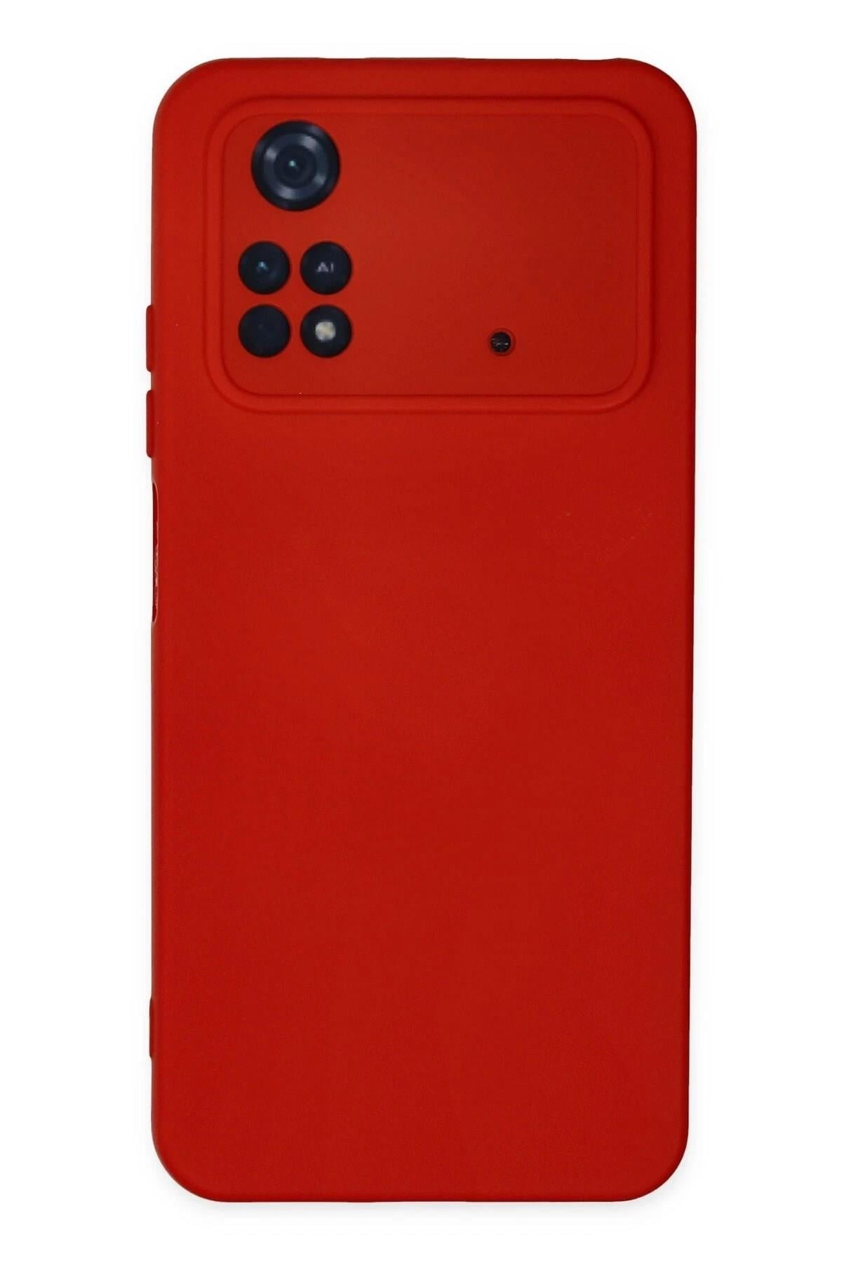 Mey İthalat®   Poco M4 Pro 4G Kılıf Nano içi Kadife Silikon - Kırmızı