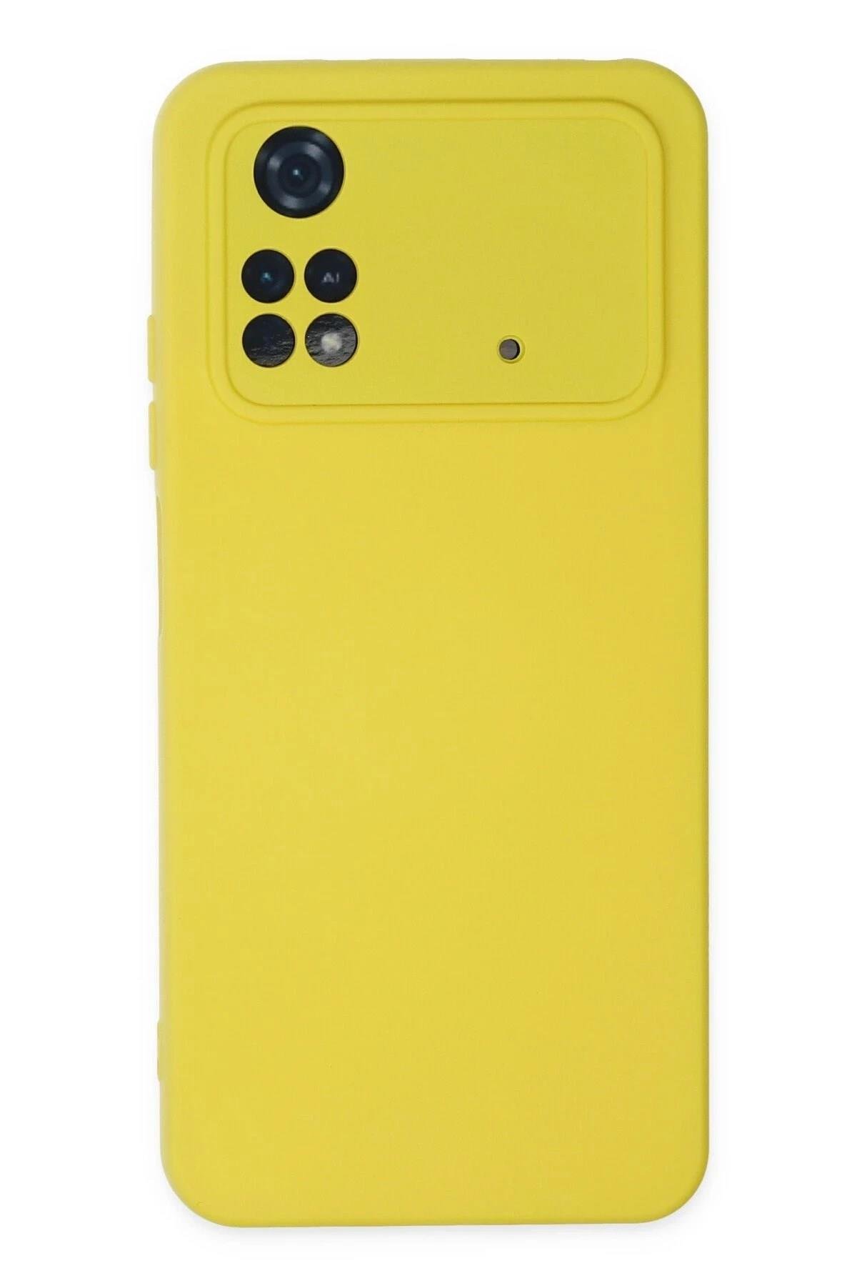 Mey İthalat®   Poco M4 Pro 4G Kılıf Nano içi Kadife Silikon - Sarı
