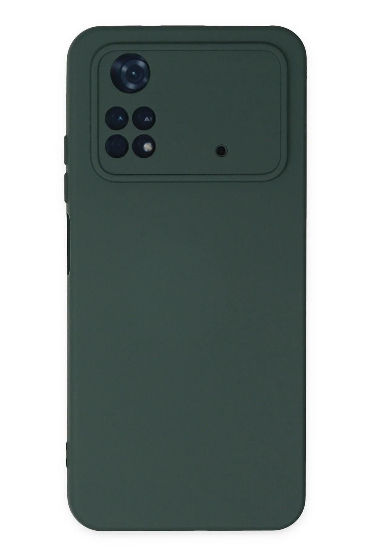 Mey İthalat®   Poco M4 Pro 4G Kılıf Nano içi Kadife Silikon - Koyu Yeşil