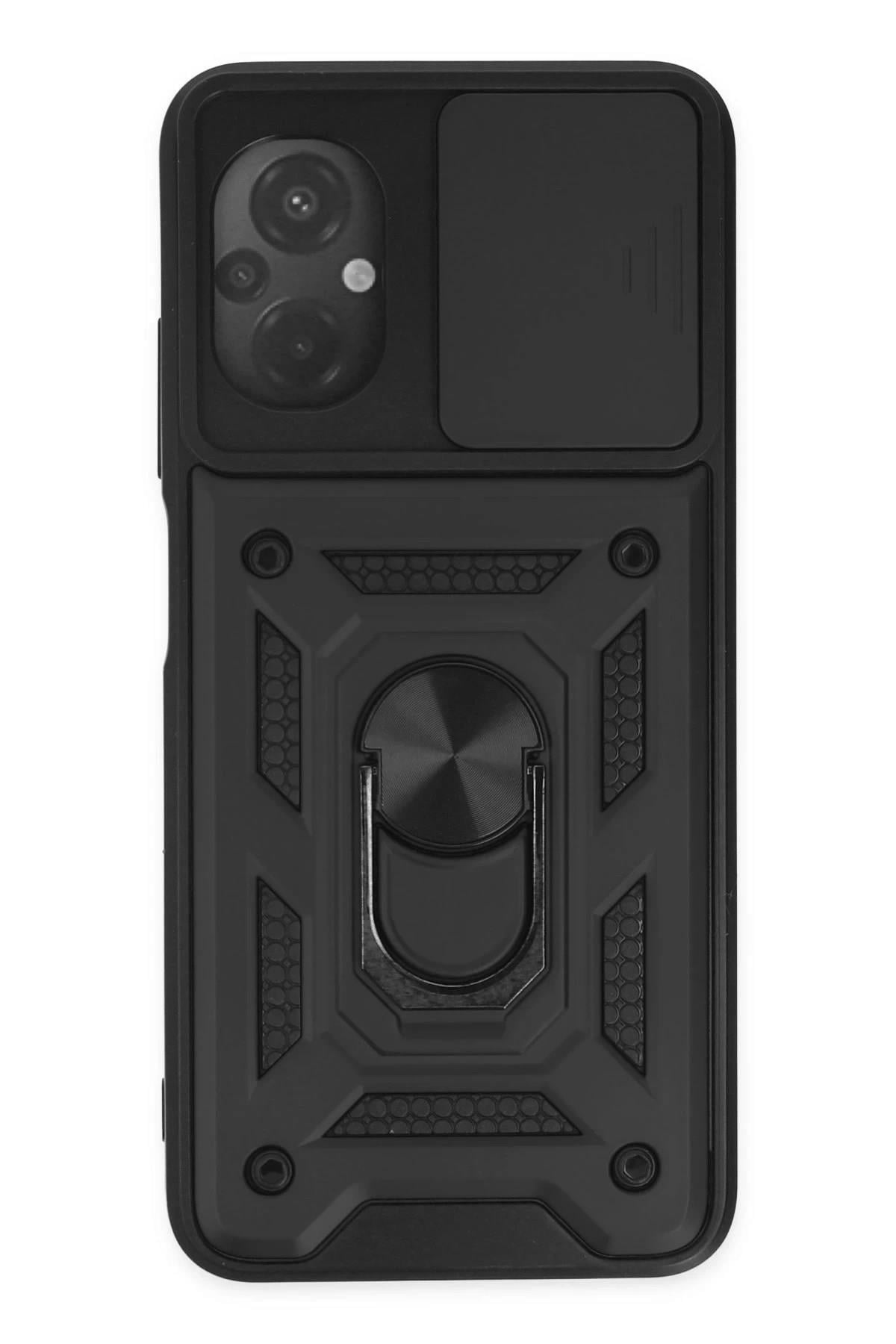 Mey İthalat®   Poco M5 Kılıf Pars Lens Yüzüklü Silikon - Siyah