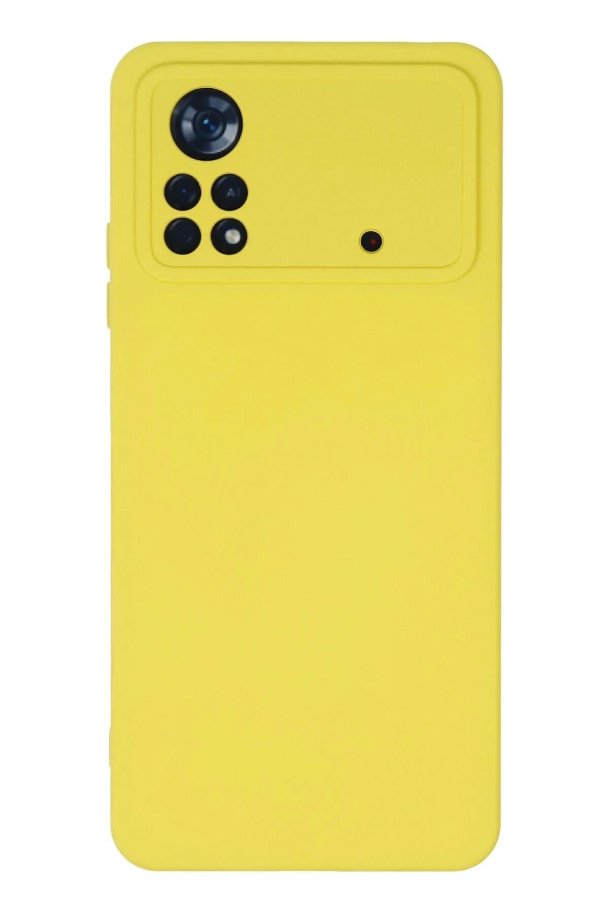 Mey İthalat®   Poco X4 Pro 5G Kılıf Nano içi Kadife Silikon - Sarı