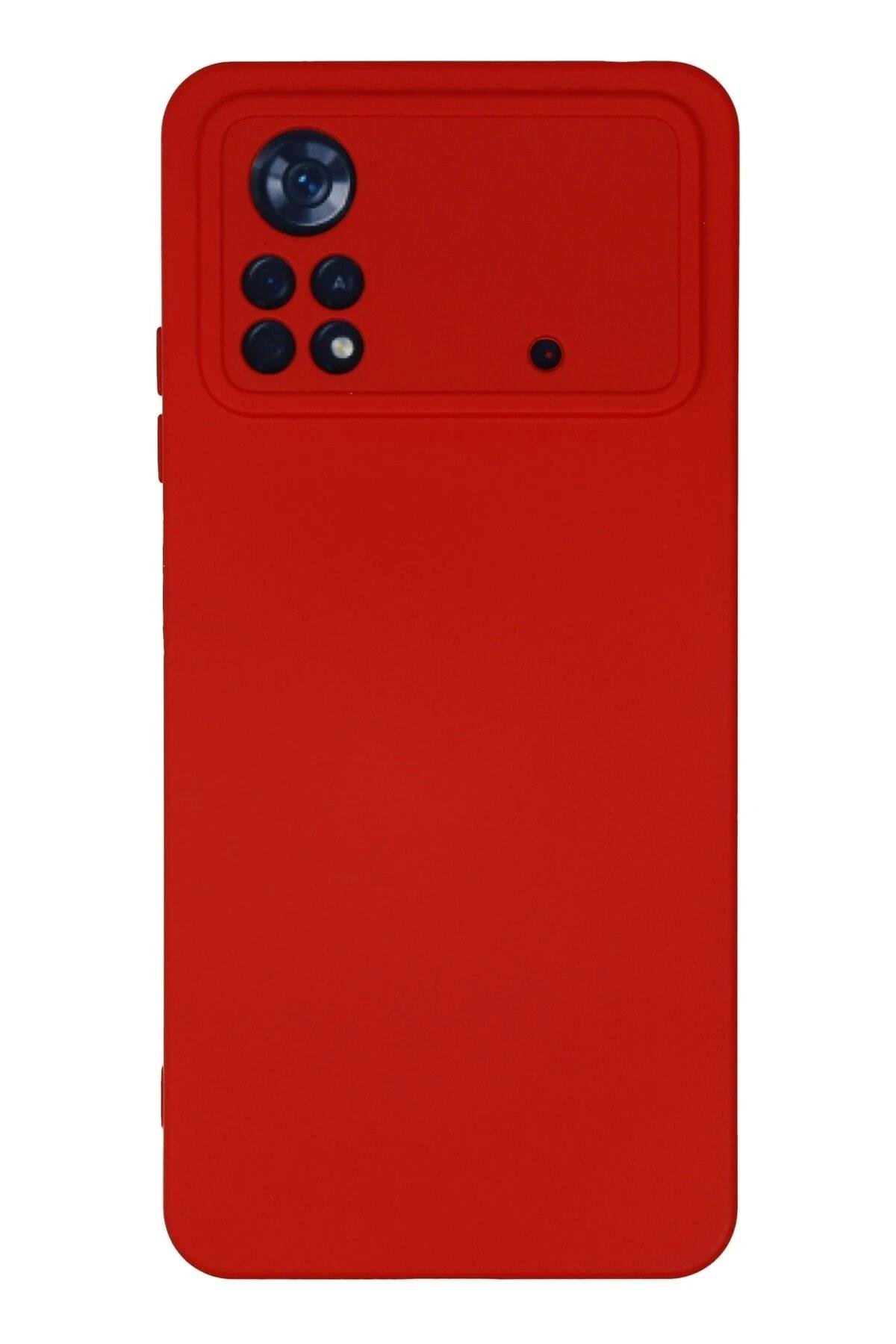 Mey İthalat®   Poco X4 Pro 5G Kılıf Nano içi Kadife Silikon - Kırmızı