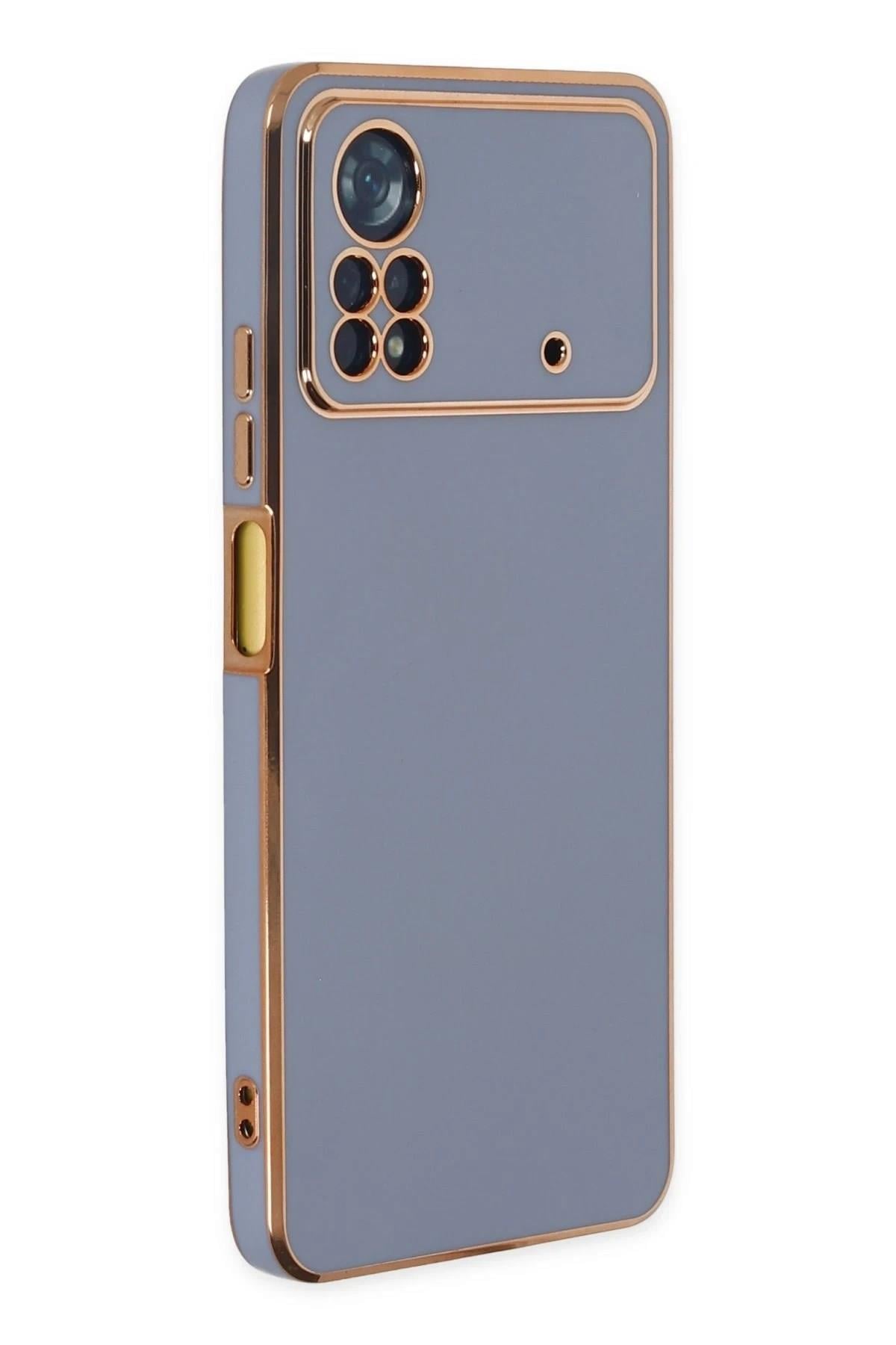 Mey İthalat®   Poco X4 Pro 5G Kılıf Volet Silikon - Mavi