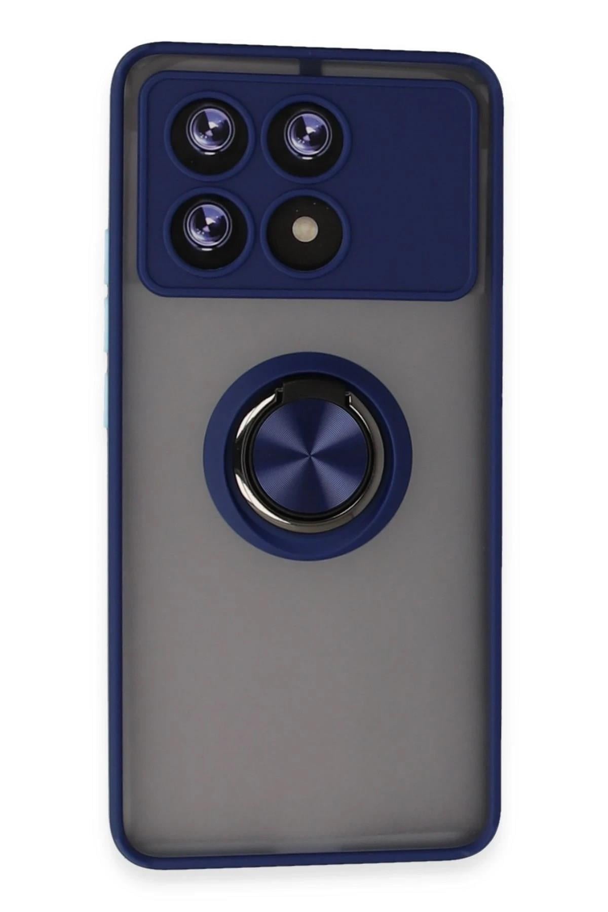 Mey İthalat®   Poco X6 Pro Kılıf Montreal Yüzüklü Silikon Kapak - Lacivert