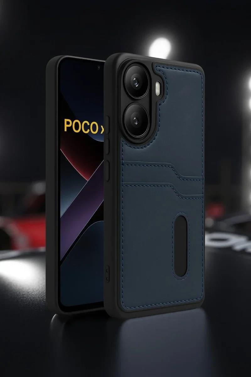 Mey İthalat®   Poco X7 Pro Kılıf Sara Kartvizitli Deri Kılıf - Taba